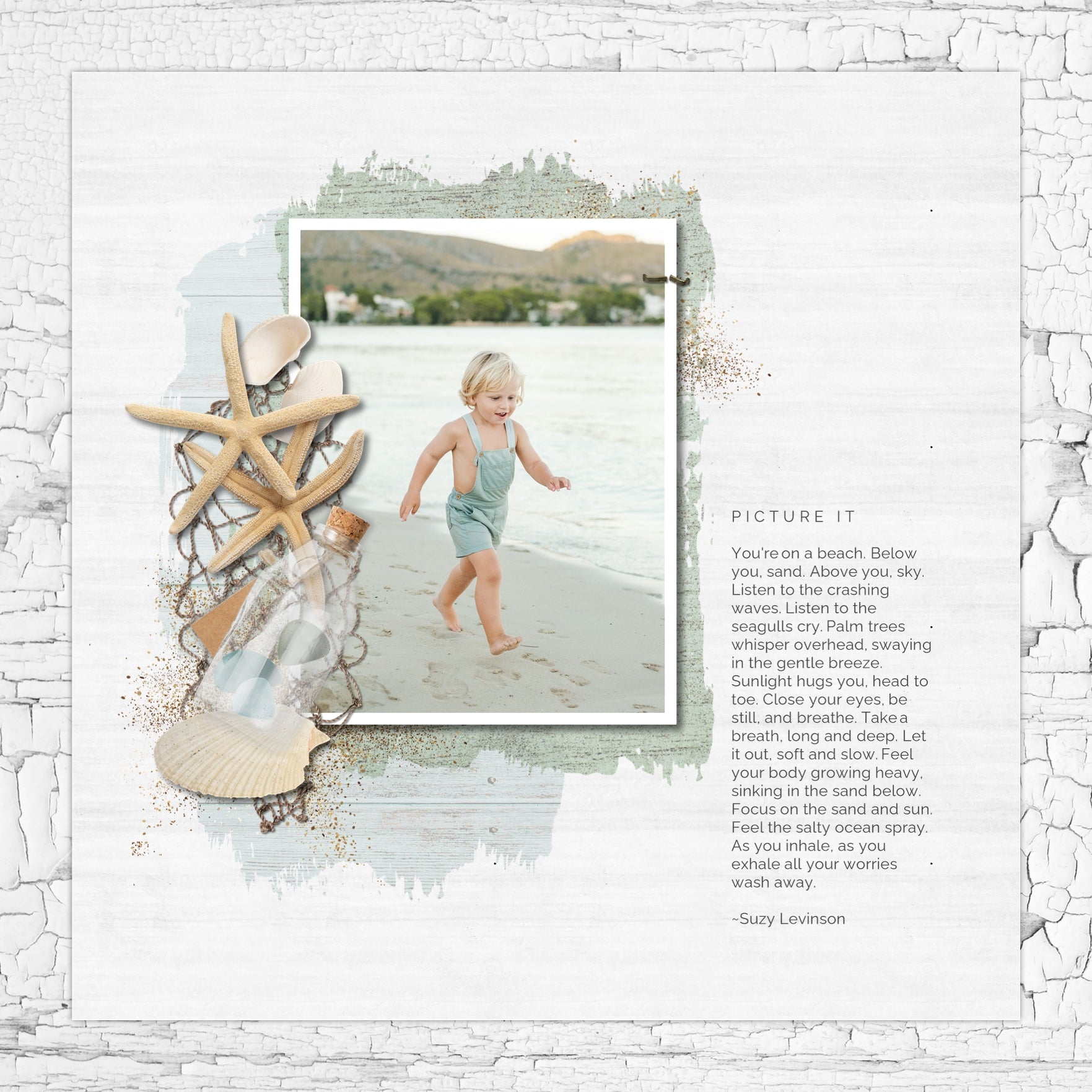 Around the Shore White Wood Papers Digital Scrapbook Kit