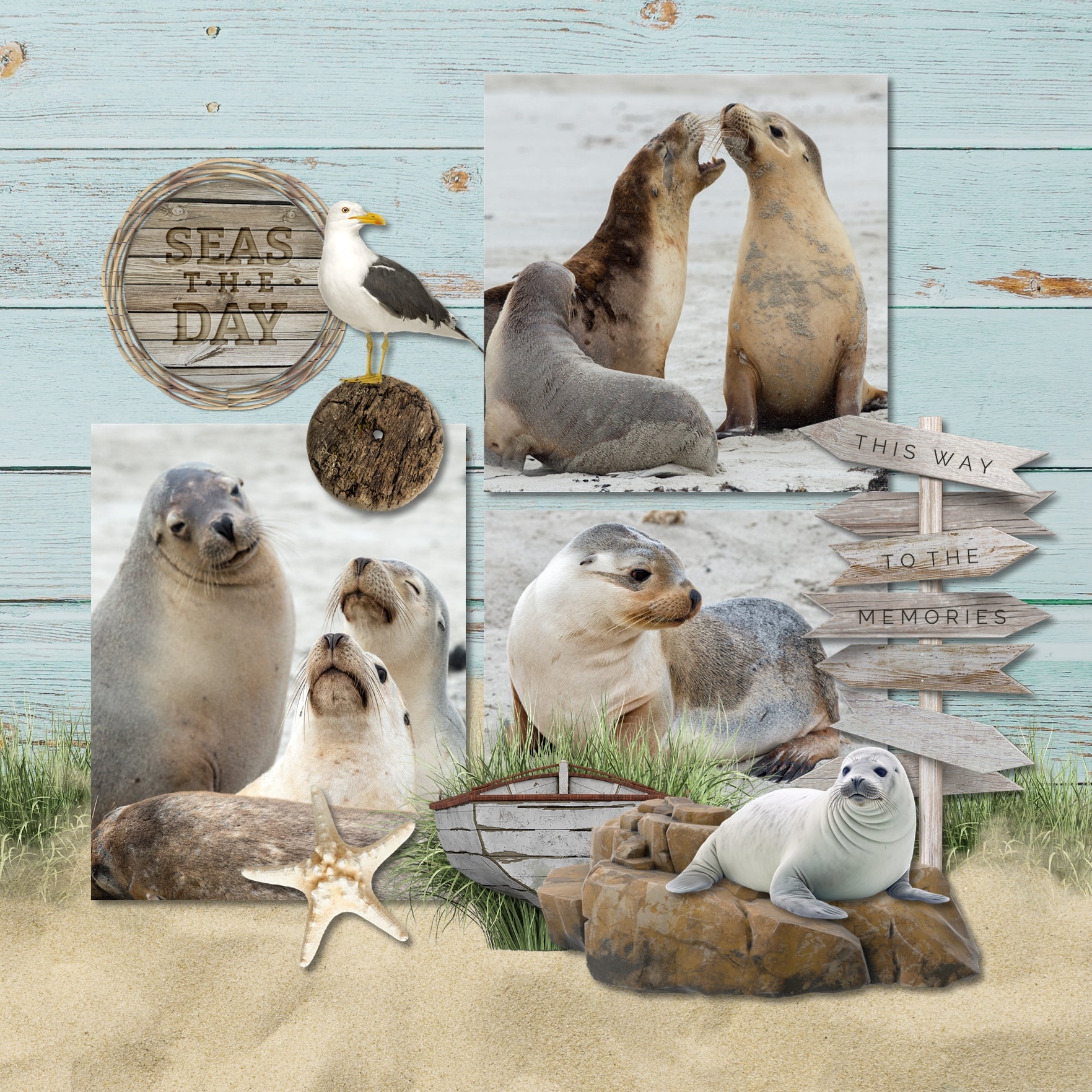 Around the Shore Sand Papers Digital Scrapbook Kit