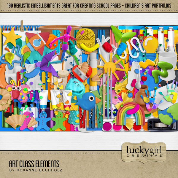 Art, art, and more art! Have fun with this school arts and crafts class digital art kit by Lucky Girl Creative. From painting and clay to coloring and drawing, this school kit has everything you need to showcase your child's art masterpieces.