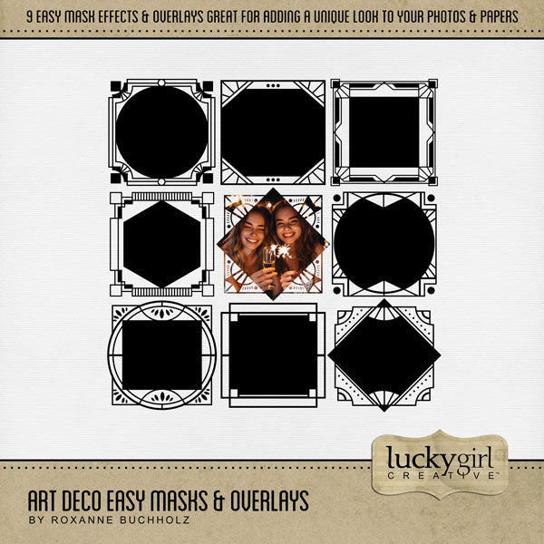 Rectangle Mask Overlay Art Deco Easy Masks & Overlays Digital Scrapbook Kit – Lucky Girl Creative