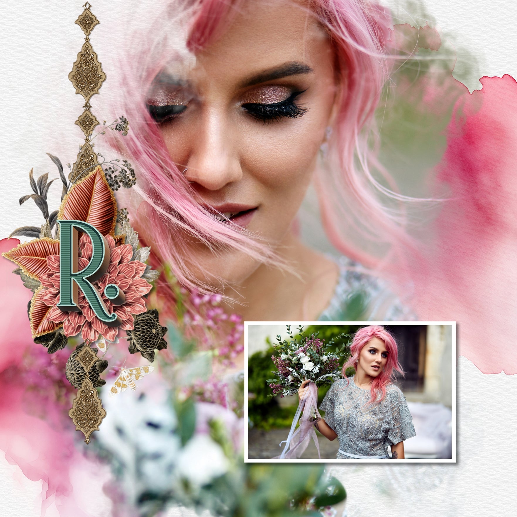 Accent your pages with these stylish Art Nouveau embellishments, journaling cards, frames, and alpha set by Lucky Girl Creative digital art inspired by the style of art and architecture that flourished between 1890 and 1910. With muted colors inspired by plants, flowers, and the female form, this vintage collection will add style to your vintage, genealogy, and family heritage pages. Great for garden and spring pages, too! Embellishments include angel, peacock, butterfly, moth, woman, man.