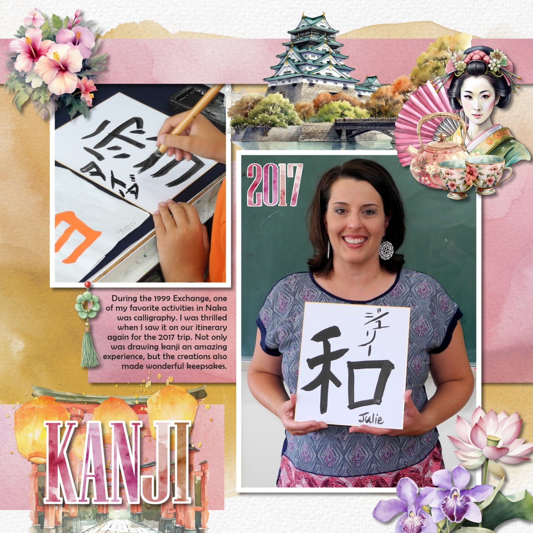 Asia Watercolor Elements 1 Digital Scrapbook Kit
