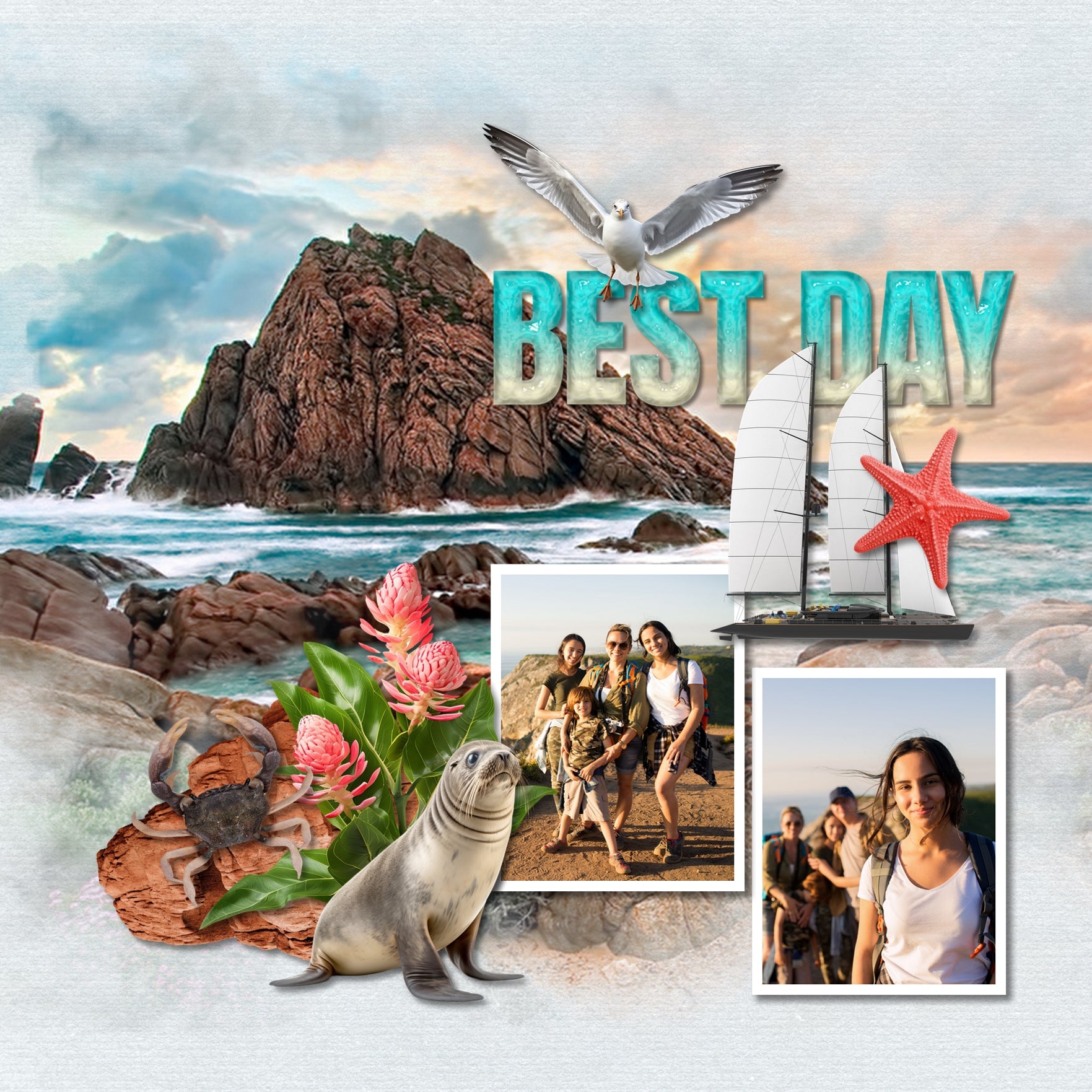 Highlight your vacation memories with these realistic digital scrapbooking art embellishments. Great for holidays to Australia and New Zealand and exploring indigenous life as well as the native flowers and plants of Australia! Can be used for tropical pages, too! Embellishments include animal, bird, Black Kite, Emu, Guineafowl, King Fisher, parrot, Kiwi bird, Kookaburra, Magpie, penguin, crab, crocodile, echidna, kangaroo, and koala.