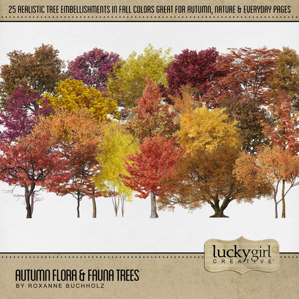 Autumn Flora & Fauna Trees Digital Scrapbook Kit – Lucky Girl Creative