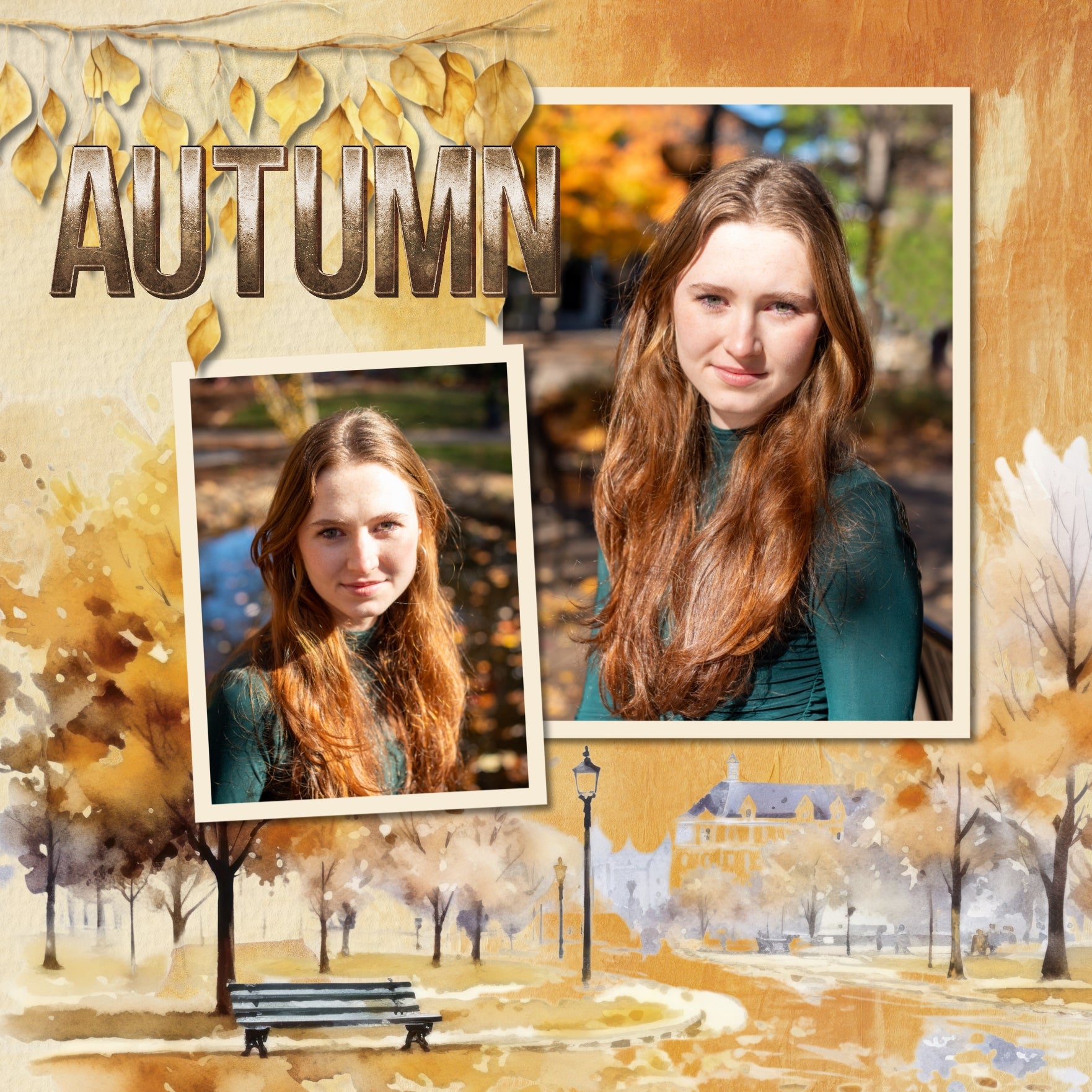 Autumn Painted Papers & Overlays Digital Scrapbook Kit