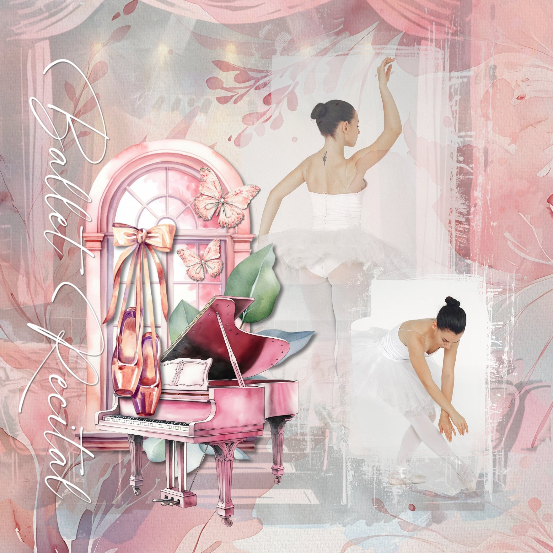Add beautiful watercolor embellishments and floral papers by Lucky Girl Creative digital art to all your ballet, dance, and feminine digital scrapbooking pages. In soft tones of pink, blush, and purple, these embellishments are wonderful for little girls, teenagers, professional dancers, as well as going to the theater, dance recitals, and dance competitions. Embellishments include black swan, ballet barre, beads, butterfly, dress, costume, tutu, leotard, curtains, drapes, dancer, floral, flowers, bouquet, 