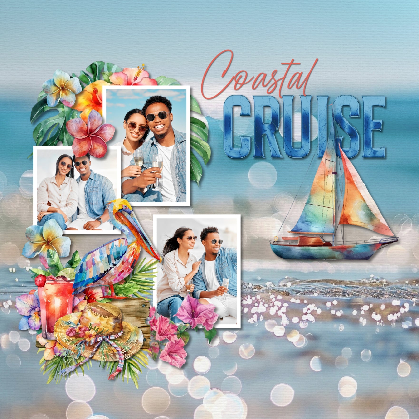 These beautiful sand and beach bokeh papers by Lucky Girl Creative digital art for digital scrapbooking are great for vacations to the beach and ocean! This kit includes the Beach Bokeh Papers and the Beach Sand Papers.