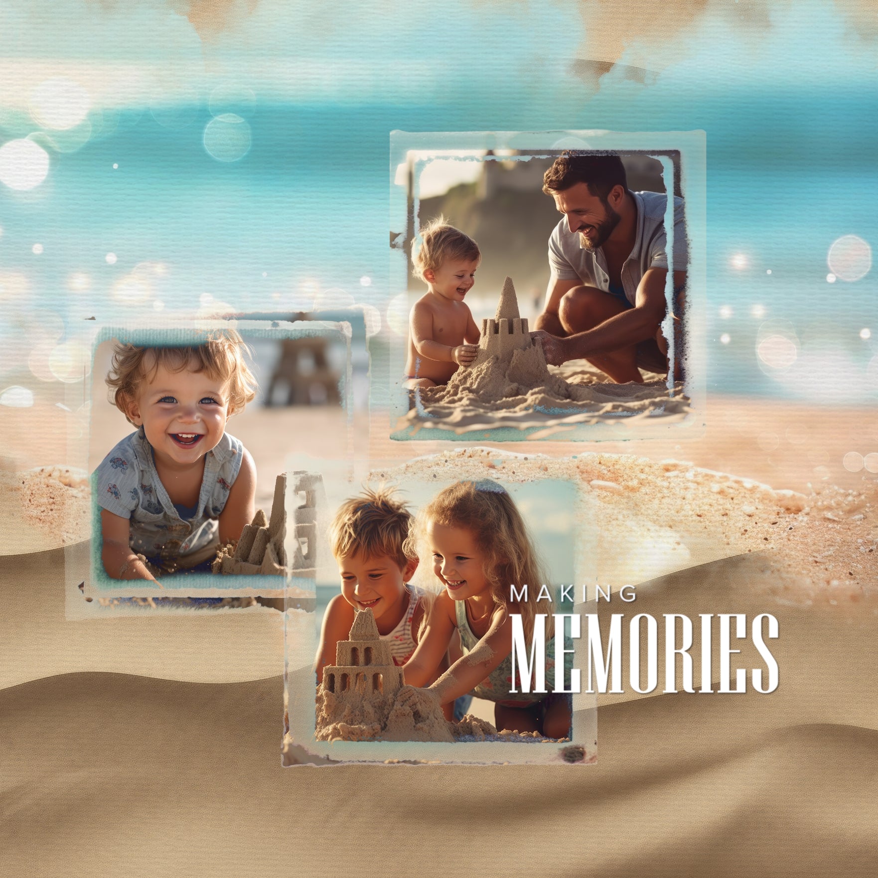 These beautiful sand and beach bokeh papers by Lucky Girl Creative digital art for digital scrapbooking are great for vacations to the beach and ocean! This kit includes the Beach Bokeh Papers and the Beach Sand Papers.