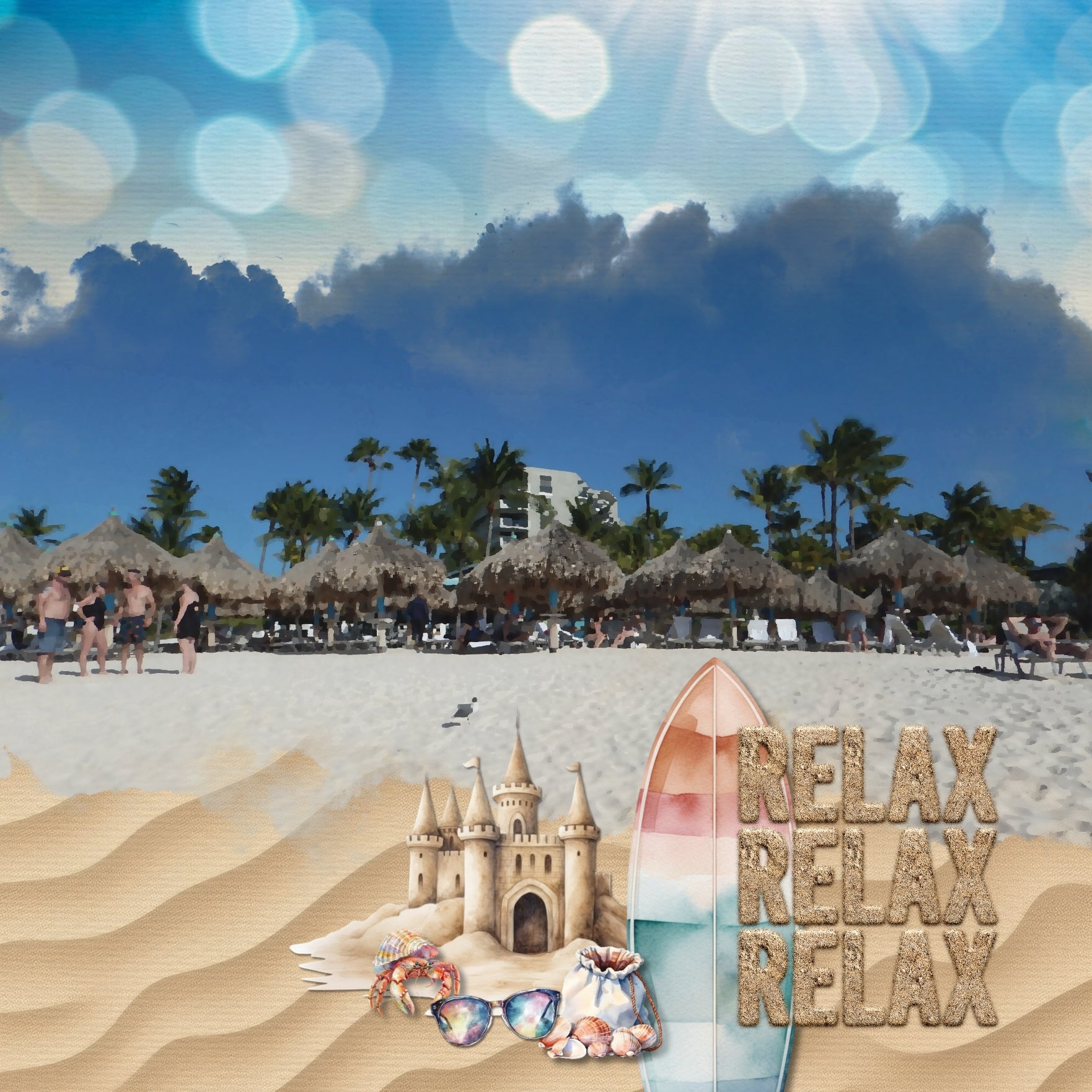 These beautiful sand and beach bokeh papers by Lucky Girl Creative digital art for digital scrapbooking are great for vacations to the beach and ocean! This kit includes the Beach Bokeh Papers and the Beach Sand Papers.