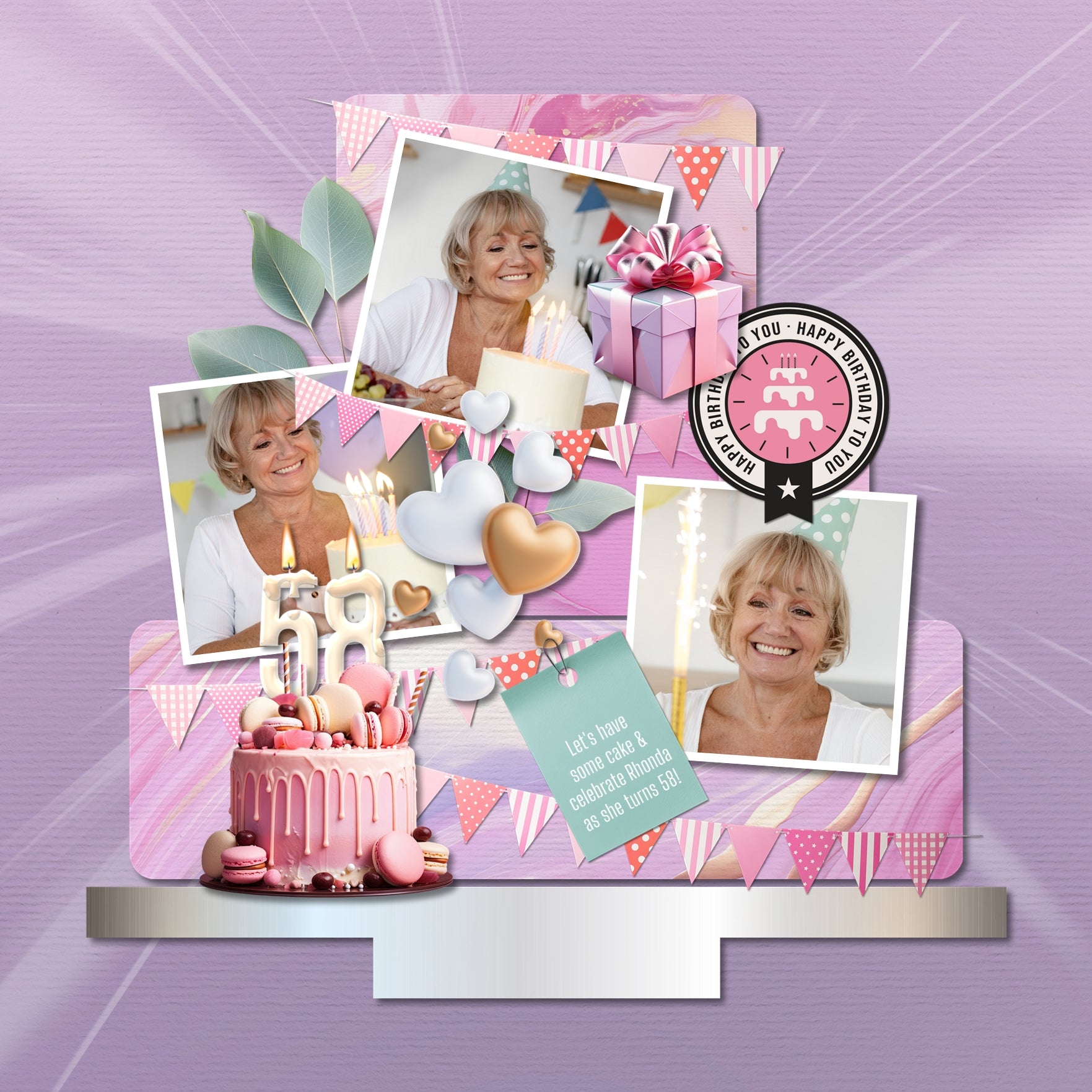 Enjoy the memories created with your girlfriends as you celebrate your birthdays together. This fun and feminine digital scrapbooking embellishments kit by Lucky Girl Creative Digital Art will help you accent your story and bring a smile to your face as you recall your favorite times together. Great for creating birthday cards and party decor, too! Digital stickers include birthday cake, birthday presents, balloons, cupcakes, and more!