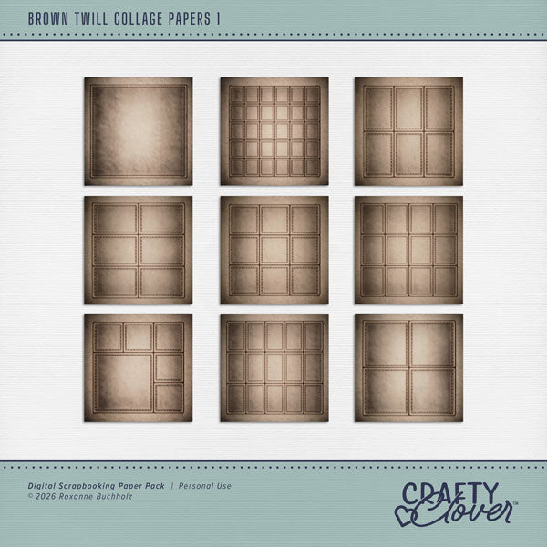 Make quick and easy collage pages with these grid background papers with decorative stitching by Crafty Clover digital art. Each paper in the set is designed to mix-and-match for a consistent look and feel. Add your photos and embellishments to each grid section or feel free to think outside the box. Easily colorized by adjusting the Hue or using Color Wash. This kit is NOT included in any bundle.
