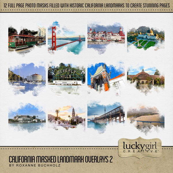 California Masked Landmark Overlays 2 Digital Scrapbook Kit