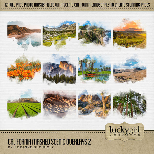 California Masked Scenic Overlays 2 Digital Scrapbook Kit
