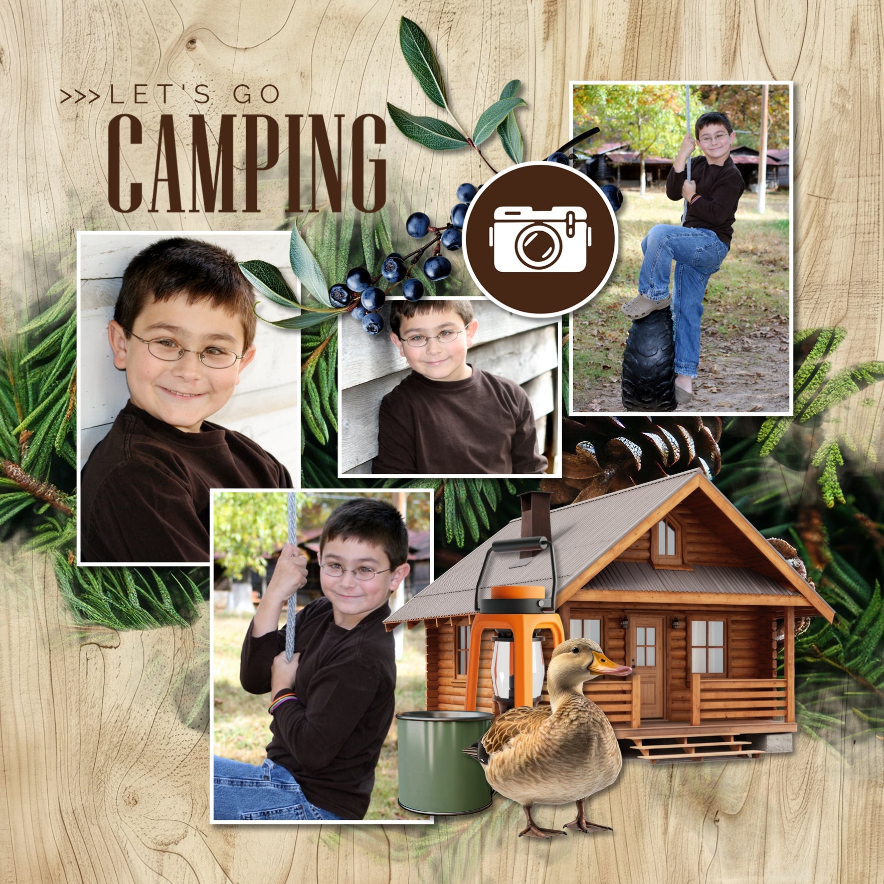 Whether you use a tent, a camper, or love to stay in a log cabin, there's no better way to enjoy the great outdoors than with a camping trip! Add warmth to all your nature pages with these realistic camping digital scrapbooking embellishments, natural papers, camping signs, patents, by Lucky Girl Creative digital art. Embellishments include duck, deer, elk, fish, pike, butterfly, snake, arrow, bow, archery target, climbing gear, hiking gear, and more.