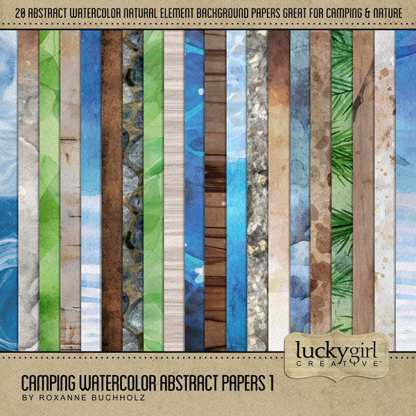 Camping Watercolor 1 Digital Scrapbook Bundle