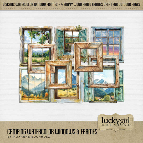 Camping Watercolor 1 Digital Scrapbook Bundle