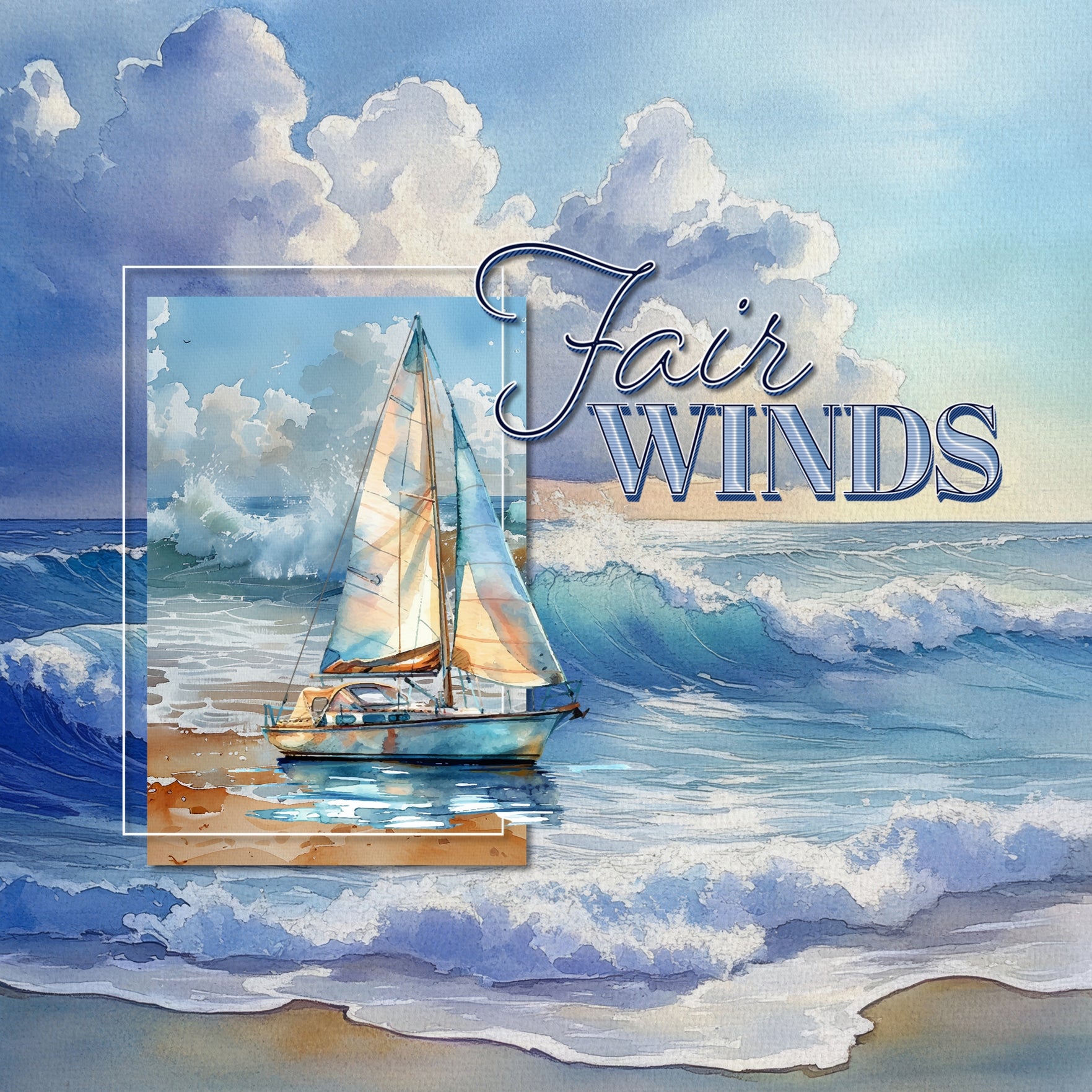 Cape Cod Islands Watercolor Elements Digital Scrapbook Kit