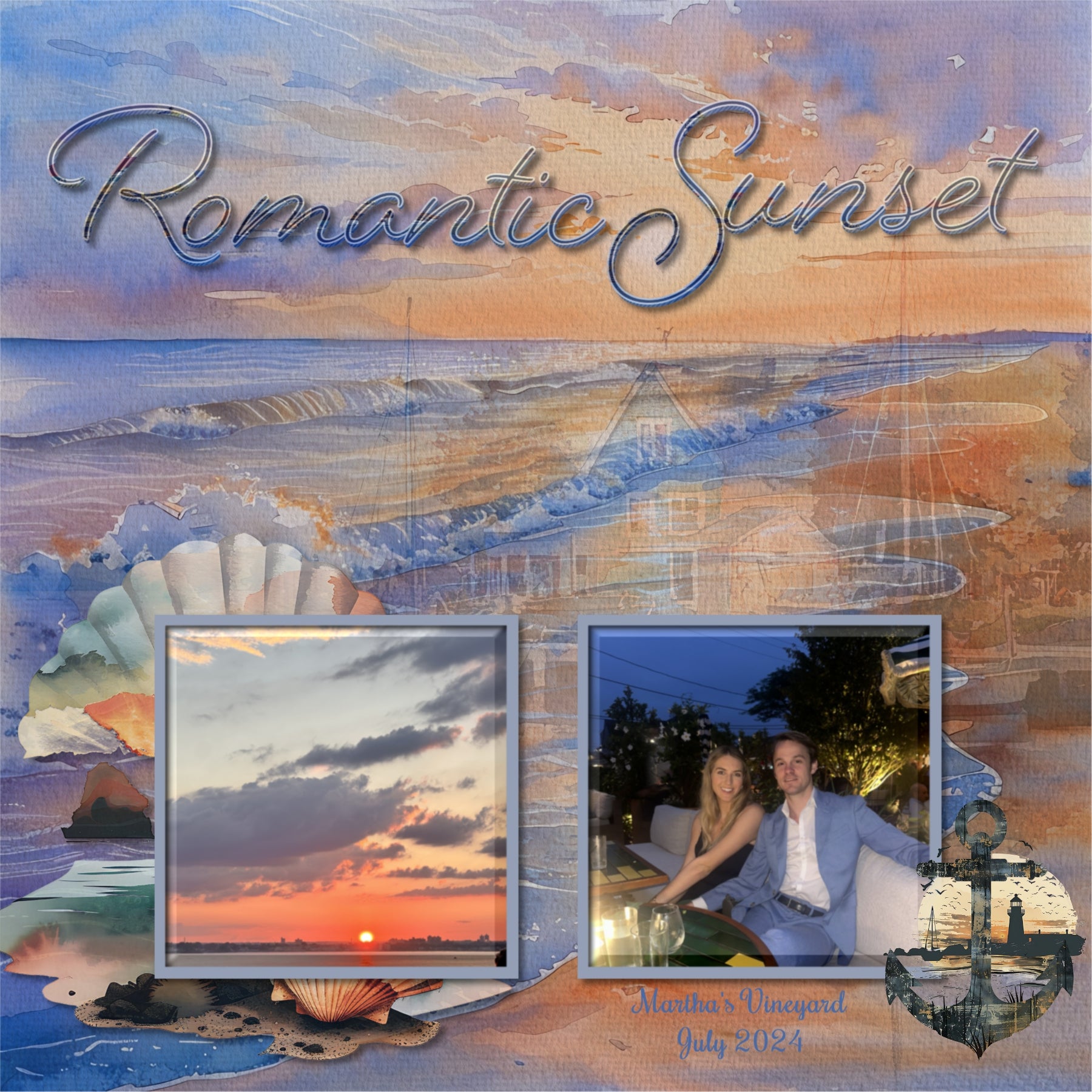 Vintage Nautical Script Alpha Digital Scrapbook Kit