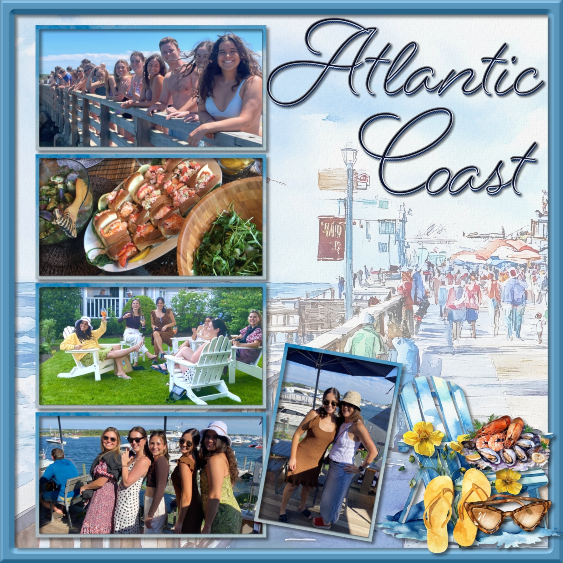 Cape Cod Islands Watercolor Digital Scrapbook Bundle