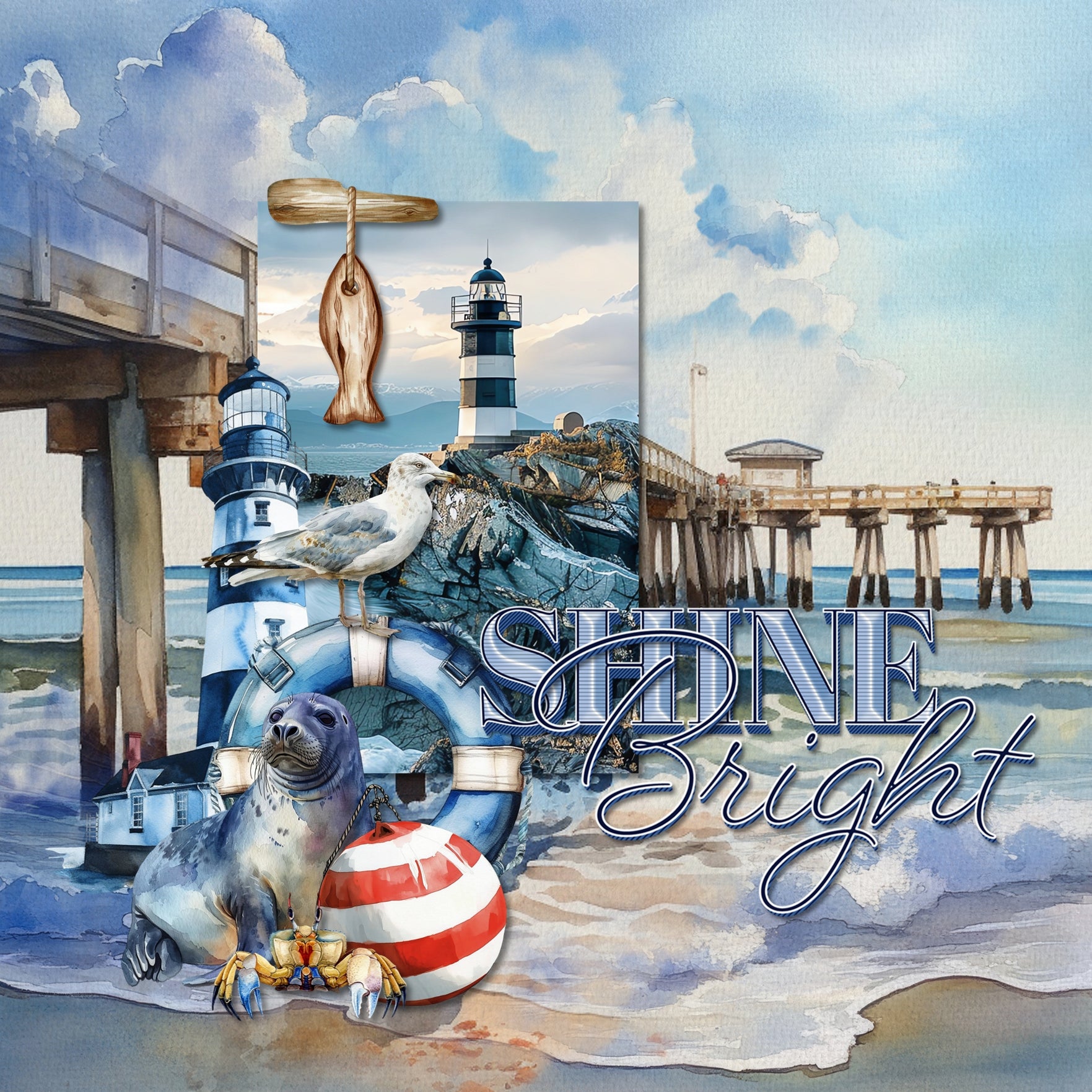 Add these beautiful watercolor nautical embellishments, papers, cluster embellishments, stamps, and alpha set by Lucky Girl Creative digital art to all your digital scrapbooking pages. Great for Cape Cod, coastal Maine, New England, Rhode Island, Outer Banks, North Carolina, Massachusetts South Coast pages, Nantucket, Martha's Vineyard, and other beach and seaside locations. From whale watching and biking the coastal Cape Cod Rail Trail to historical museums and ocean dining, this collection has it all.