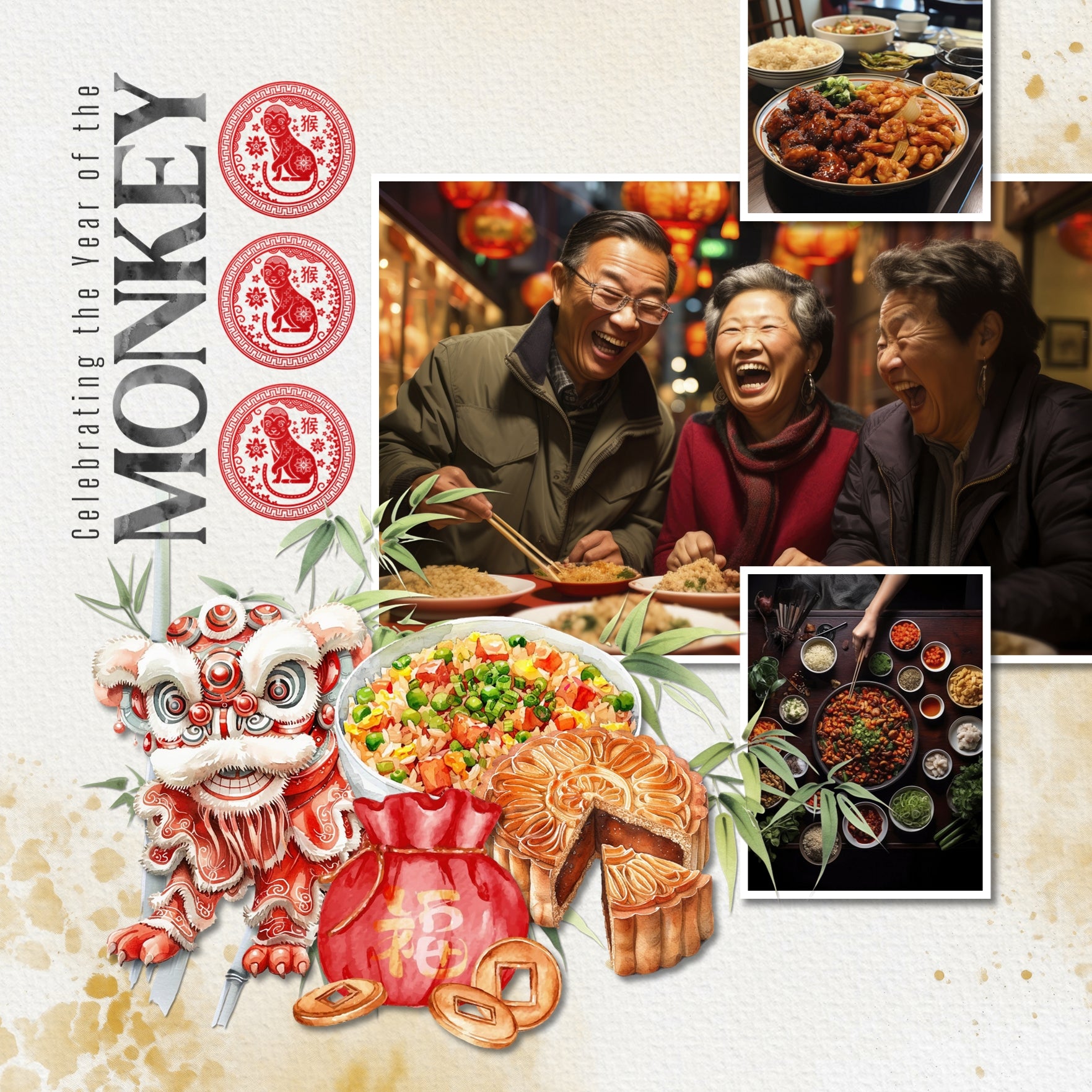 The zodiac calendar is very important in traditional Chinese culture and exists as a reflection of Chinese philosophy and culture. Chinese folkways held that one's personality is related to the attributes of their zodiac animal - Rat, Ox, Tiger, Rabbit, Dragon, Snake, Horse, Goat, Monkey, Rooster, Dog, and Pig. These traditional paper cut embellishments by Lucky Girl Creative digital art for digital scrapbooking are great for vacations to Asia and China as well as celebrating the Chinese New Year.