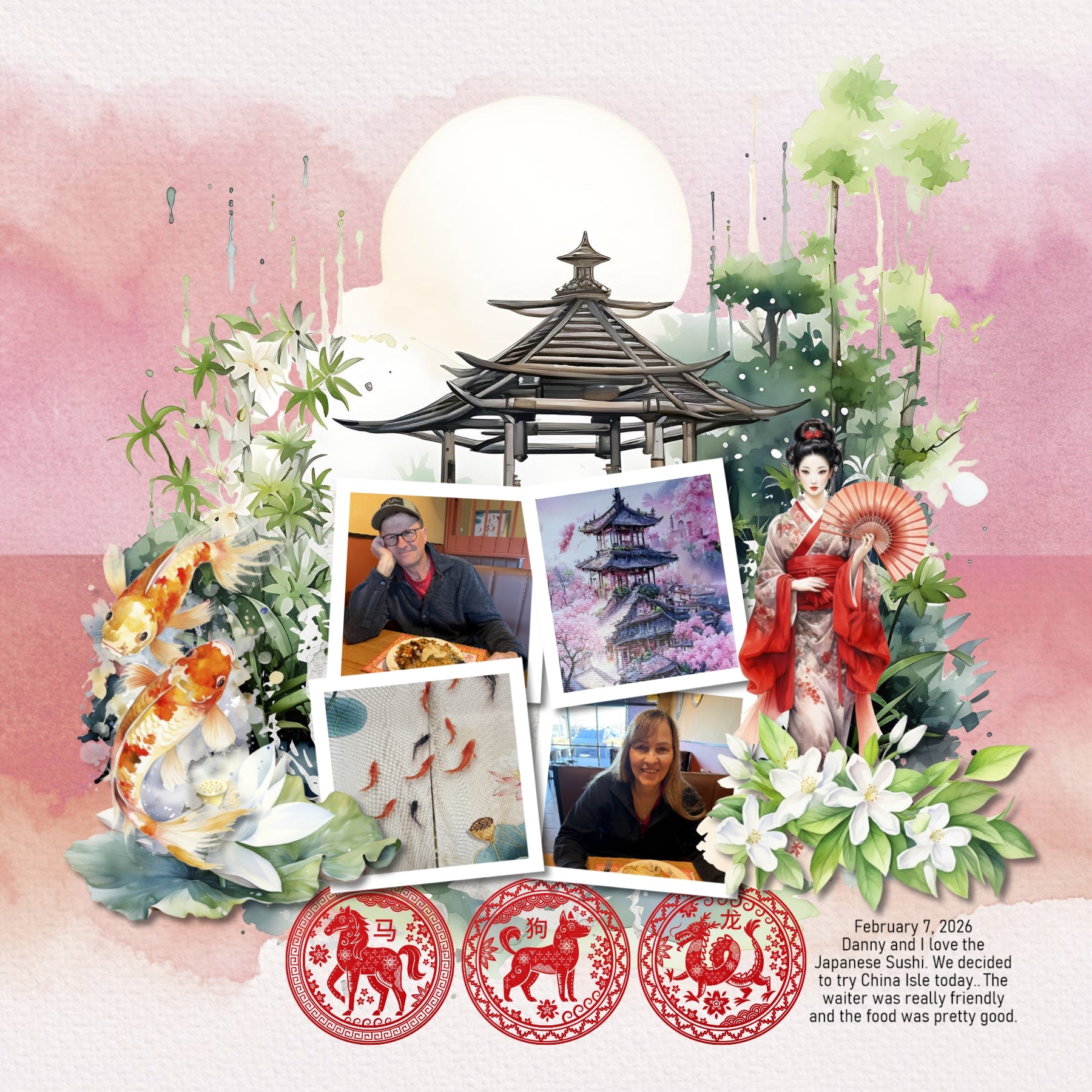 The zodiac calendar is very important in traditional Chinese culture and exists as a reflection of Chinese philosophy and culture. Chinese folkways held that one's personality is related to the attributes of their zodiac animal - Rat, Ox, Tiger, Rabbit, Dragon, Snake, Horse, Goat, Monkey, Rooster, Dog, and Pig. These traditional paper cut embellishments by Lucky Girl Creative digital art for digital scrapbooking are great for vacations to Asia and China as well as celebrating the Chinese New Year.