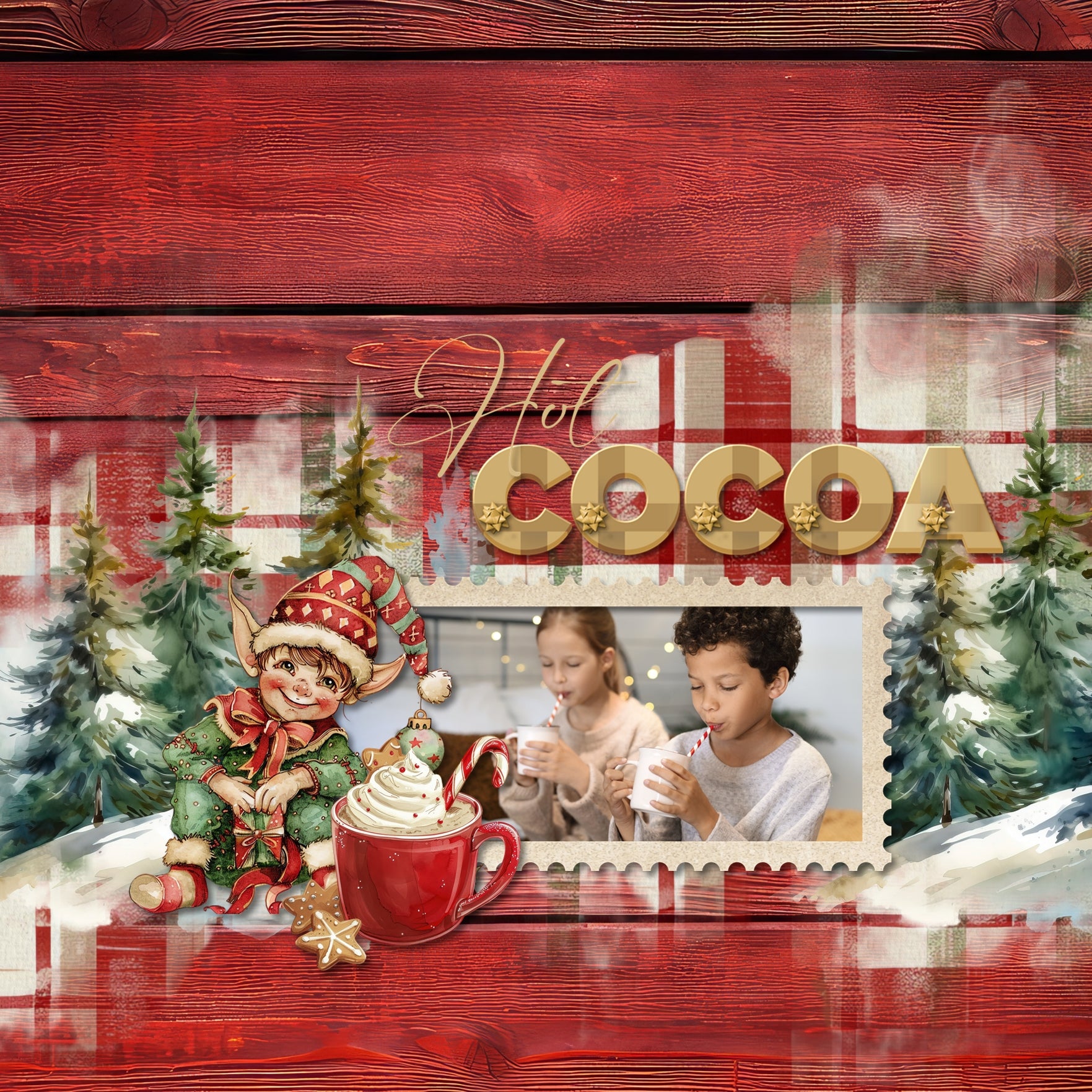 With red and green sparkling bokeh lights, glitter, paneled wood, twinkling lights, and watercolor plaid, this digital scrapbooking paper bundle by Lucky Girl Creative digital art offers 100 perfect backdrops to tell your Christmas story.