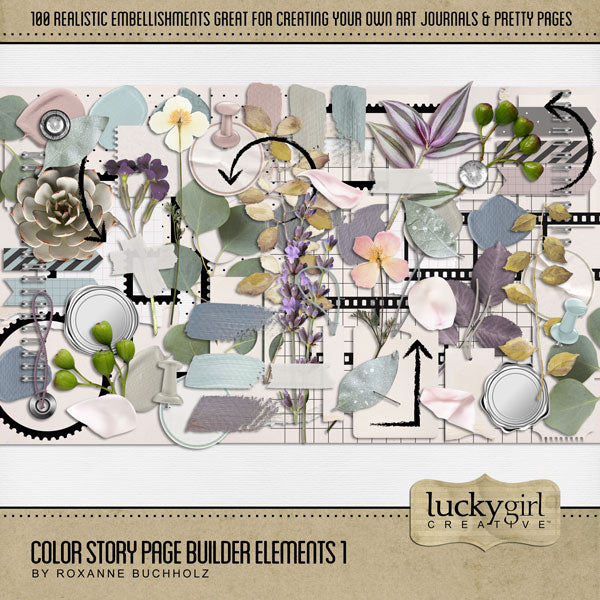 Designed with spring and early summer in mind, these beautiful digital art embellishments by Lucky Girl Creative highlight a color palette which is completely customizable and meant to accent your photos no matter the theme or occasion. Versatile enough for everyday, the bits of nature are designed to accent your favorite photos and allow your creativity to soar.