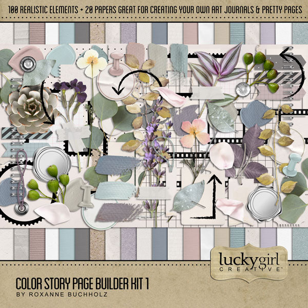 Color Story Page Builder Elements 1 Digital Scrapbook Kit