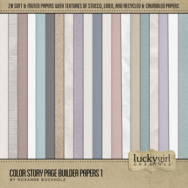 In lovely soft jewel tones, this digital paper pack by Lucky Girl Creative is great for everyday or creating a variety of seasonal pages or themed occasions. 