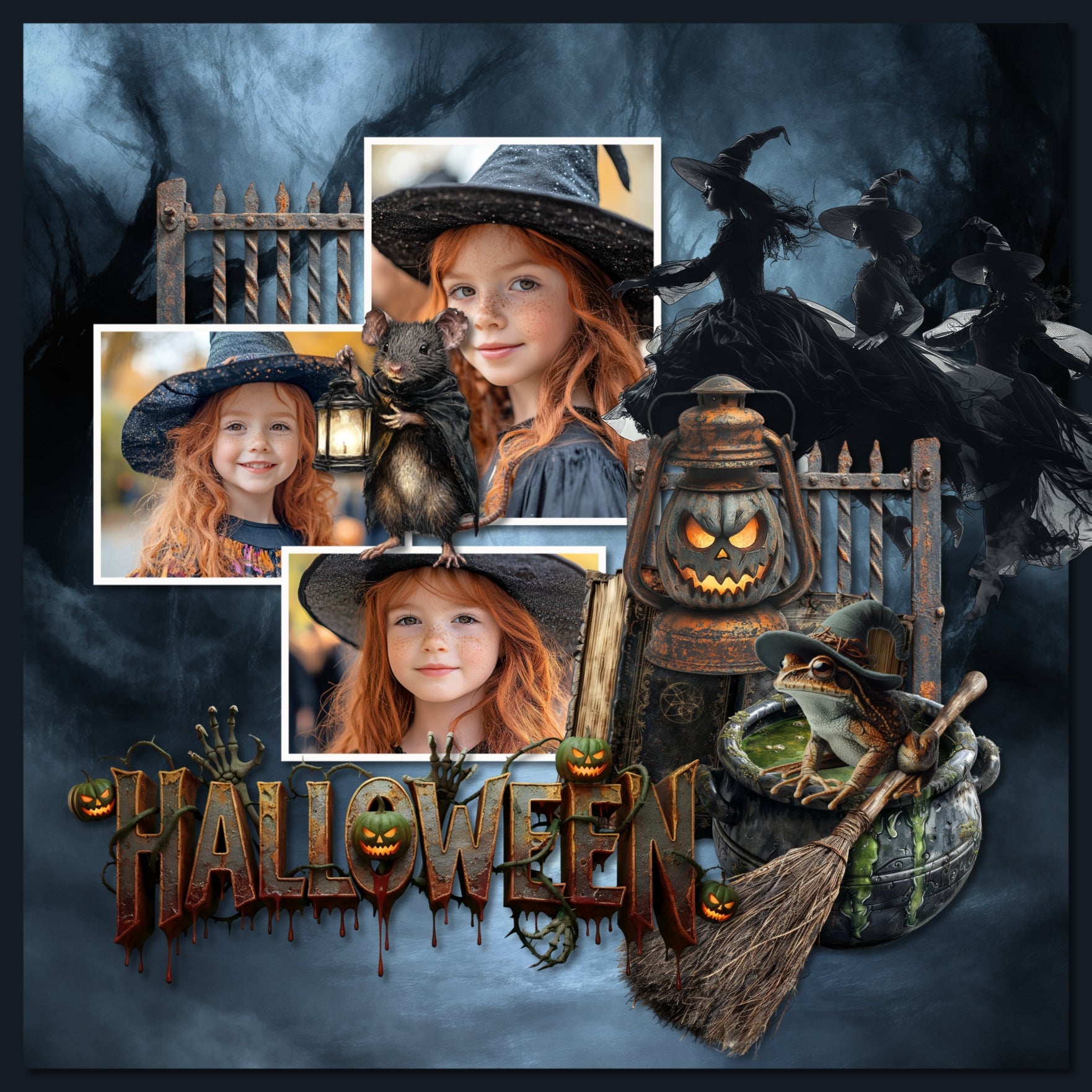 Step into the shadows with a Halloween collection filled with creepy charm, eerie details, and wickedly haunted embellishments and papers by Lucky Girl Creative digital art! This digital scrapbooking kit contains the Creepy Halloween Elements and Creepy Halloween Papers.