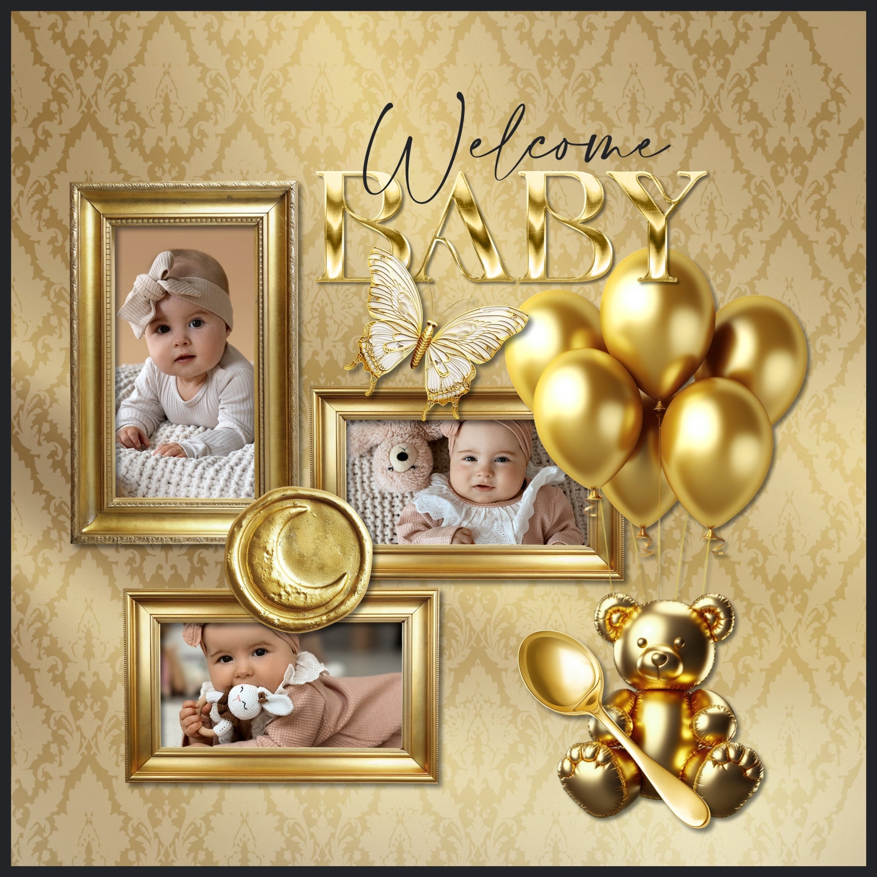 Curated Colors Gold Alpha Digital Scrapbook Kit