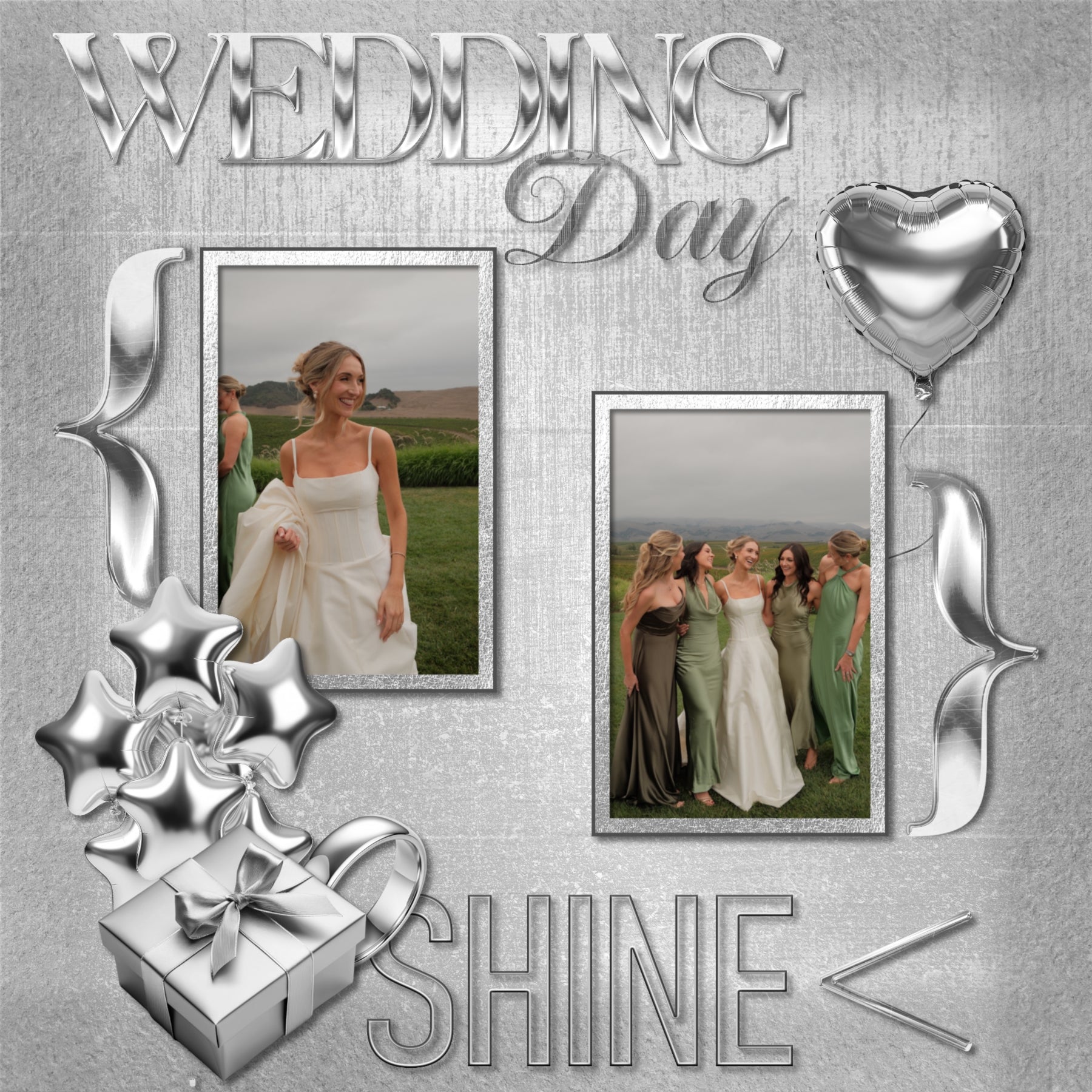 Collect the entire series of Curated Colors by Lucky Girl Creative digital art! Access your digital art in easy-to-use coordinated color palettes. Add these silver embellishments, textured and wood papers, alpha set, and everyday wire word art to all your digital scrapbooking pages and mix-and-match them on various projects throughout the year! Silver embellishments include fish, dog, puppy, futuristic automobile, car, heart balloon, star balloons, banner, pennant, basket, eye dropper, bow tie, and more.