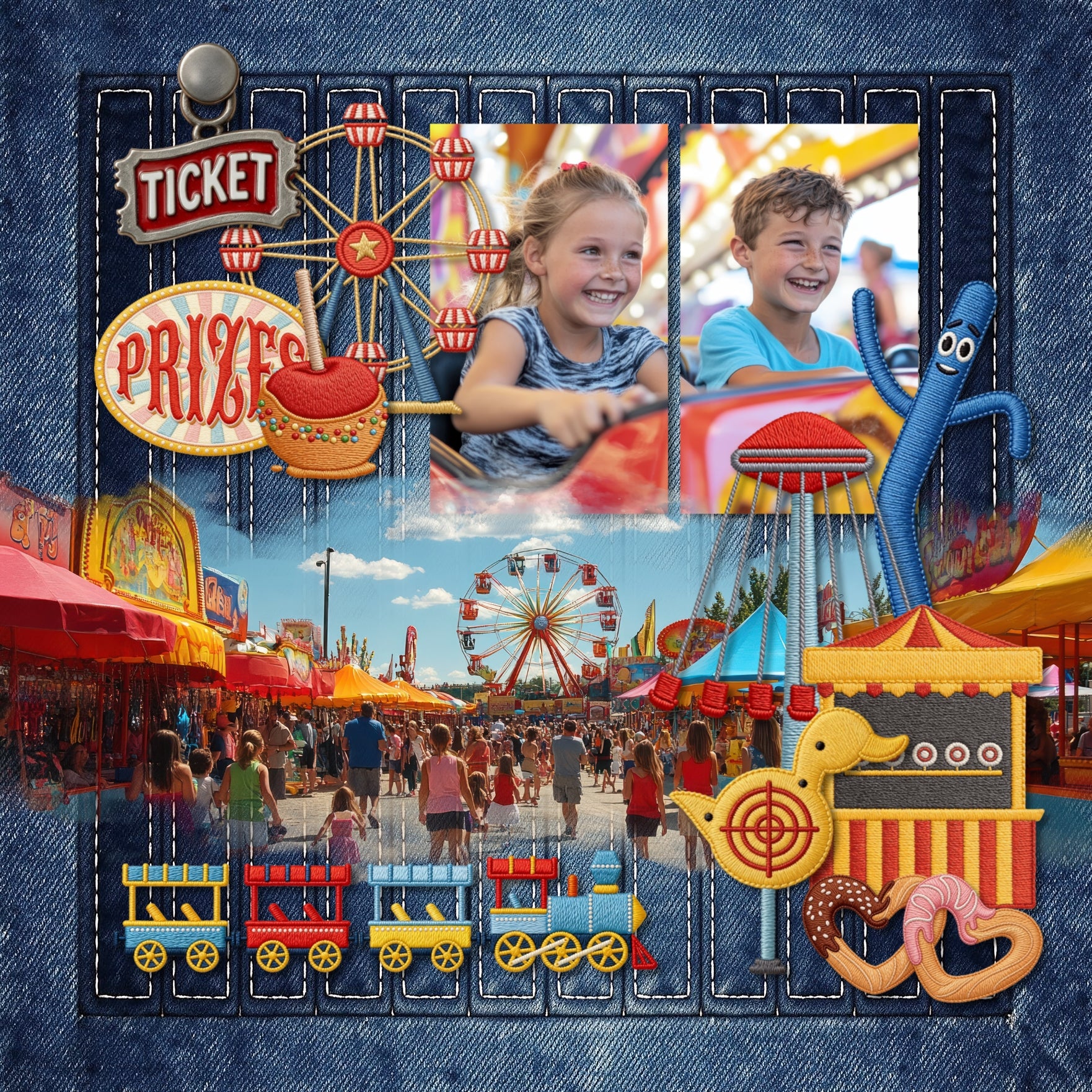 Make quick and easy collage pages with these grid background papers in blue jean denim with decorative stitching by Crafty Clover digital art. Each paper in the set is designed to mix-and-match for a consistent look and feel. Add your photos and embellishments to each grid section or feel free to think outside the box. Easily colorized by adjusting the Hue or using Color Wash. This kit is NOT included in any bundle.