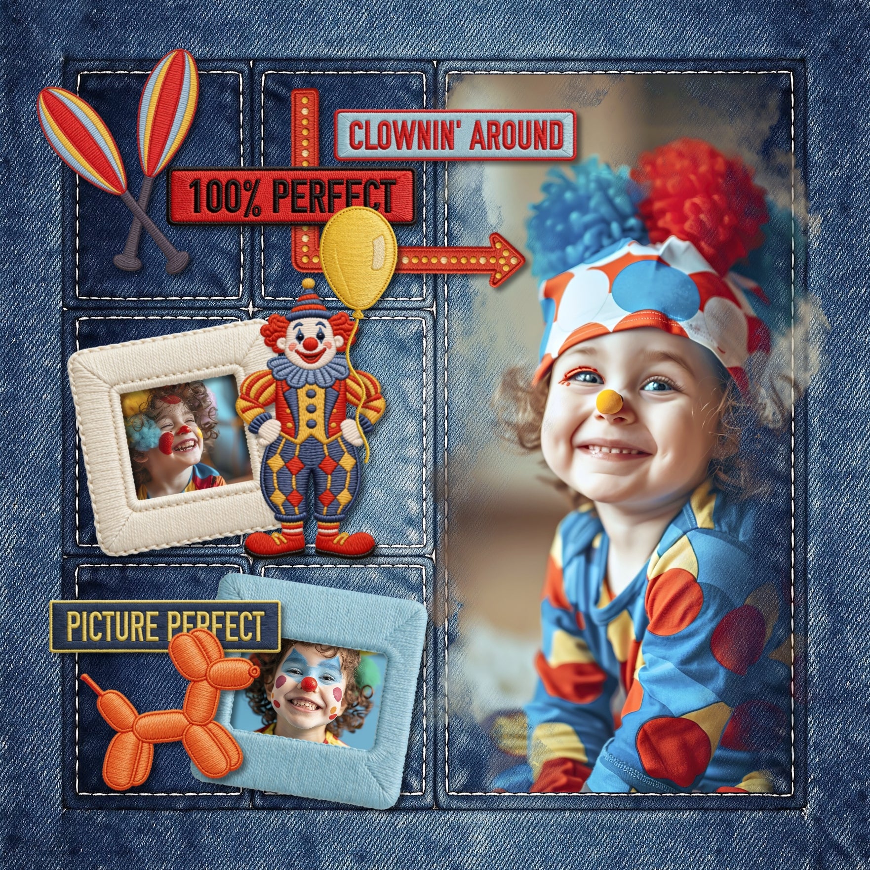 Make quick and easy collage pages with these grid background papers in blue jean denim with decorative stitching by Crafty Clover digital art. Each paper in the set is designed to mix-and-match for a consistent look and feel. Add your photos and embellishments to each grid section or feel free to think outside the box. Easily colorized by adjusting the Hue or using Color Wash. This kit is NOT included in any bundle.