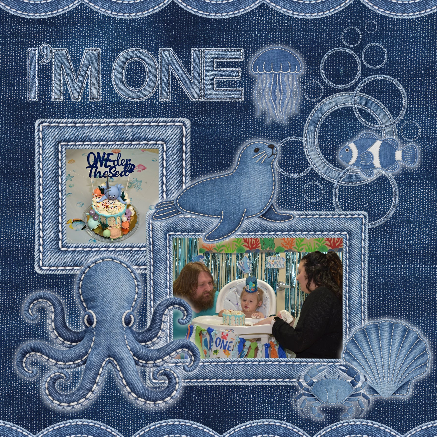 These playful denim ocean animals by Crafty Clover digital art for digital scrapbooking will add a touch of fun to all your beach and seaside adventures. Animals include crab, dolphin, fish, clown fish, jellyfish, octopus, penguin, seal, stingray, whale, mermaid, shell, seashell, and starfish. This kit is NOT included in any bundle.