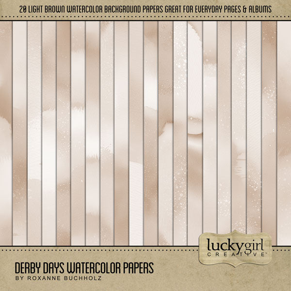 Add these beautiful brown watercolor background papers by Lucky Girl Creative digital art to all your digital scrapbooking pages and mix-and-match them on various projects throughout the year! Great for any occasion and theme! This kit is included in the Derby Days Watercolor Bundle.
