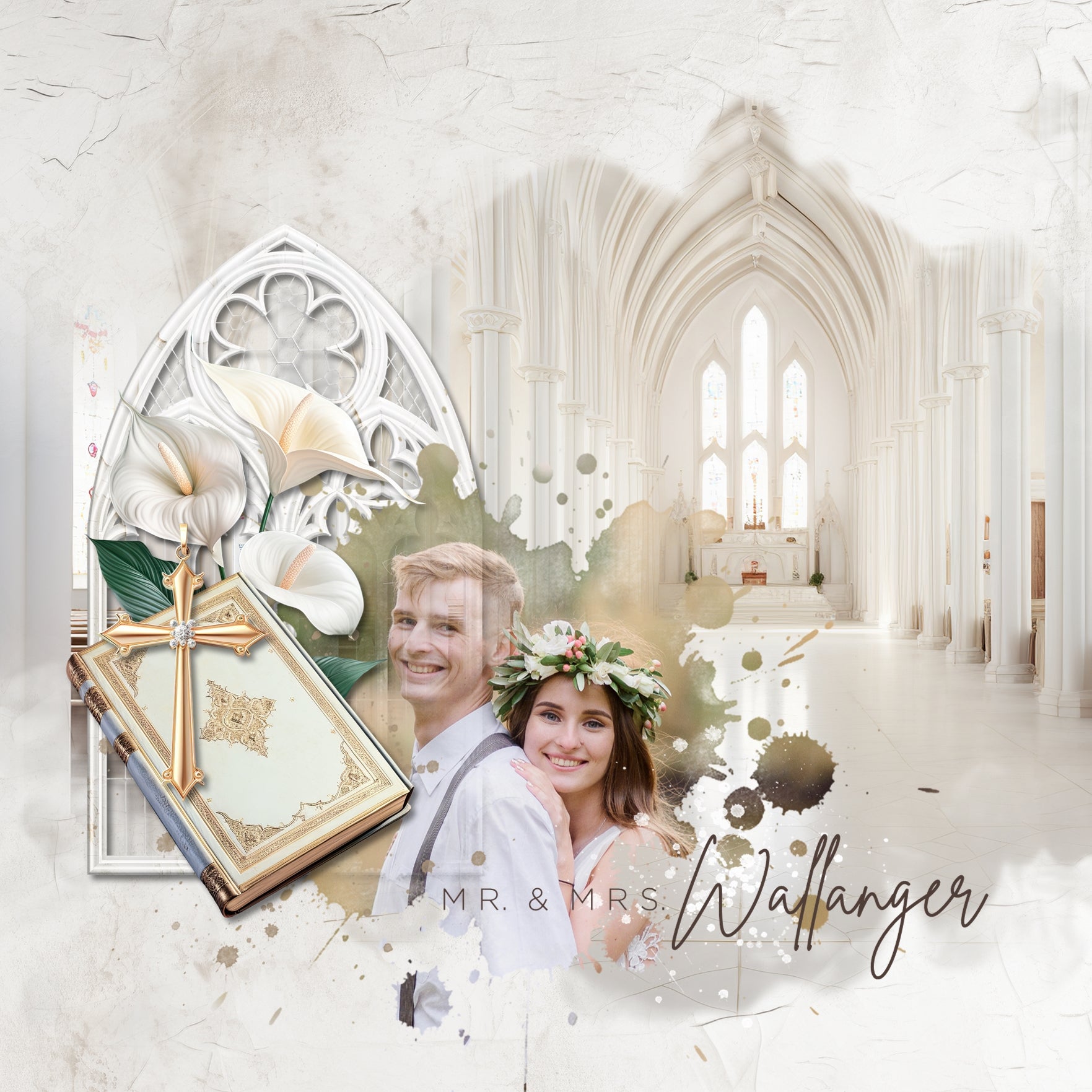 These beautiful and ornate digital scrapbooking stained glass window frames by Lucky Girl Creative digital art are the perfect addition to any page featuring church, faith, religion, wedding, and other historic sites such as basilicas, cathedrals, temples, and chapels. 