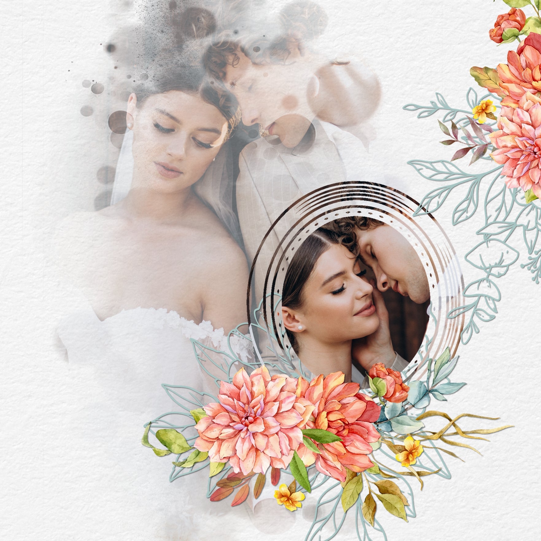 Create your own unique framed photo effects with these vintage-inspired engraved easy masks & overlays by Lucky Girl Creative digital art that will add a subtle or bold effect to your digital scrapbooking pages. Fill the masks with your favorite color, photo, or paper. Great for family history, genealogy, and wedding pages, too! In Photoshop, add the photo mask to your page, overlay with your favorite photo or digital paper, and create a clipping path for a stunning result.