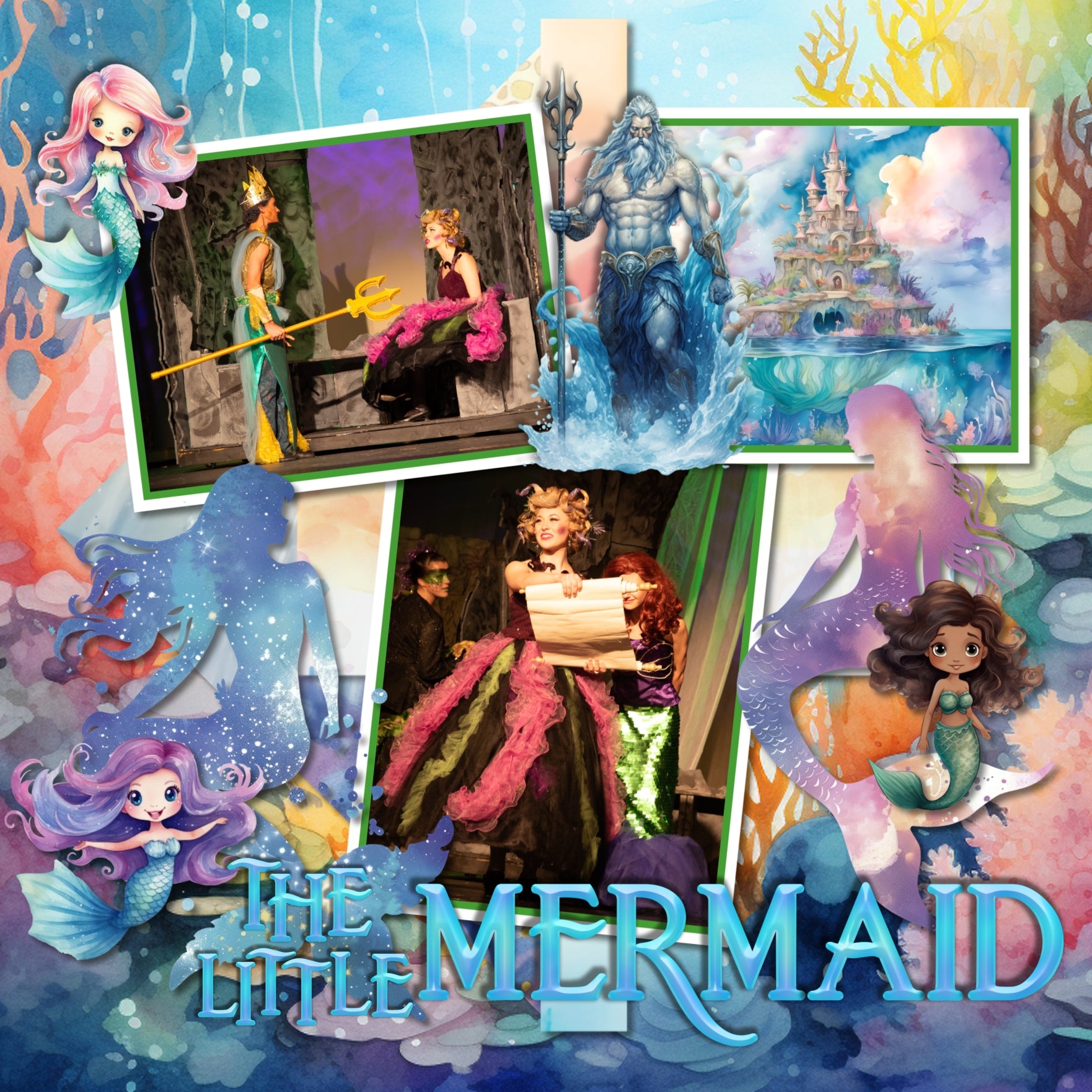 Capture the fairytale moments of childhood with these easy-to-use beautiful, watercolor under the sea fantasy embellishments, papers, clusters, and water alpha set by Lucky Girl Creative digital art for digital scrapbooking. Great for little girls and vacations to the beach, ocean, and seaside. Great for little girls and vacations to the beach, ocean, and seaside. Fairy tale embellishments include seagull, crab, dolphin, fish, puffer fish, jellyfish, lobster, octopus, sea turtle, seahorse, seal, shark