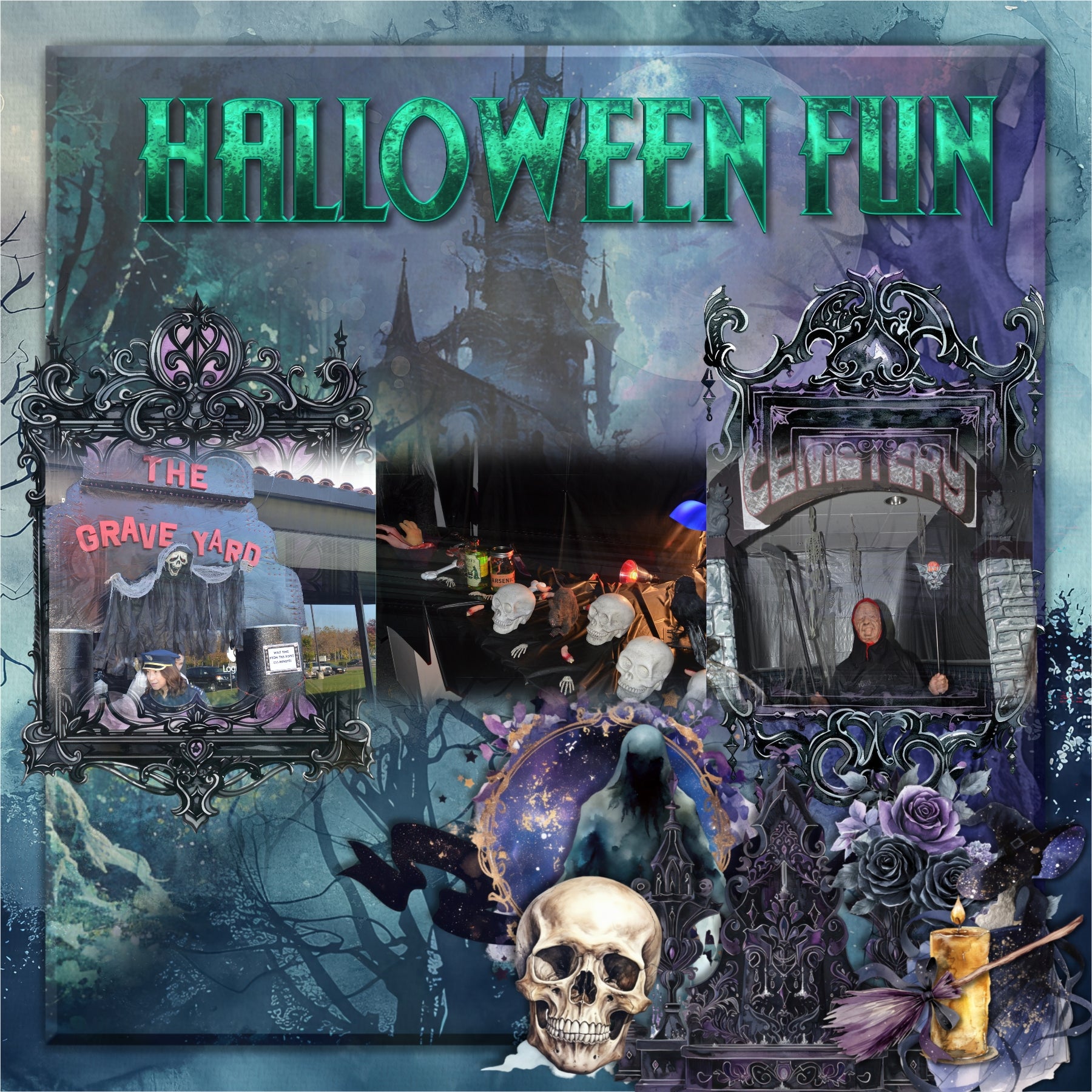 Capture the fairytale moments of childhood with this watercolor fantasy bundle by Lucky Girl Creative digital art filled with fantasy fairytale villain embellishments, clusters, papers, and magical alpha set - great for Halloween digital scrapbooking pages! Fairy tale embellishments include crow, blackbird, cat, goat, octopus, owl, snake, black swan, apple, banshee, book, candelabra, candle, cape, castle, cauldron, black cloud, crown, cross, crypt, crystal ball, crystals, curtain, drapes, gothic door