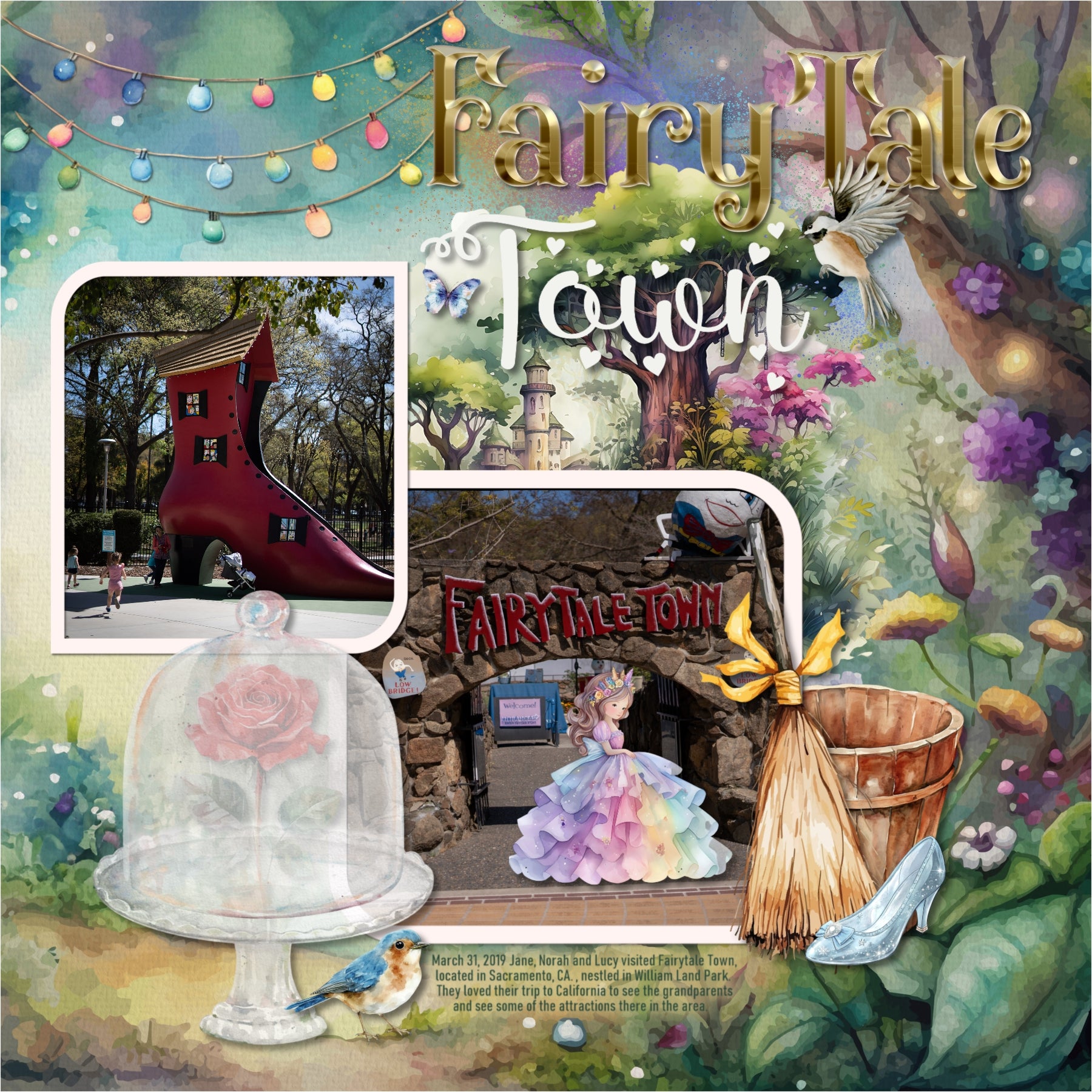 Capture the fairytale moments of childhood with this beautiful, watercolor kit filled with fantasy embellishments, clusters, papers, and golden alpha set by Lucky Girl Creative digital art designed for a princess. Great for little girls, baby, and Mother's Day! Fairy tale embellishments include bluebird, chickadee, bird, butterfly, dragon, elk, goose, horse, mouse, sheep, swan, unicorn, beanstalk, pea, canopy bed, book, candelabra, candle, carriage, castle, tower, chandelier, grandfather clock, crown, tiara