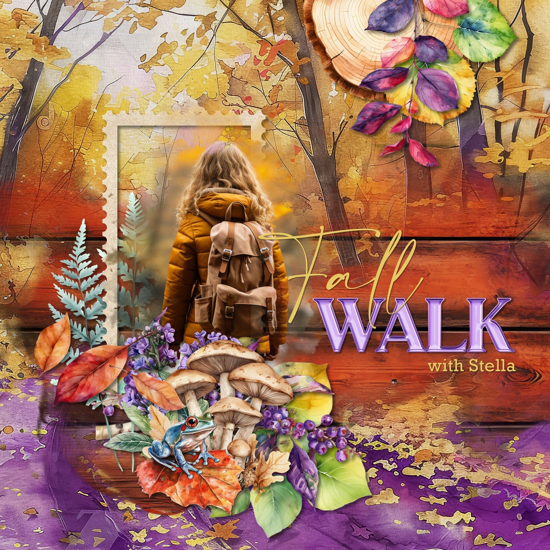 Enjoy the autumn season with these warm digital scrapbooking watercolor embellishments, papers, clusters, and journaling cards by Lucky Girl Creative that can be used for create beautiful pages or seasonal greeting cards. Great for fall, outdoor and nature, Thanksgiving, and more. Embellishments include acorn, leaf, leaves, badger, animal, woodland, bird, chickadee, owl, turkey, deer, fawn, stag, fox, frog, hedgehog, moose, raccoon, squirrel, backpack, berry, berries, birch tree, blanket, campfire, and more