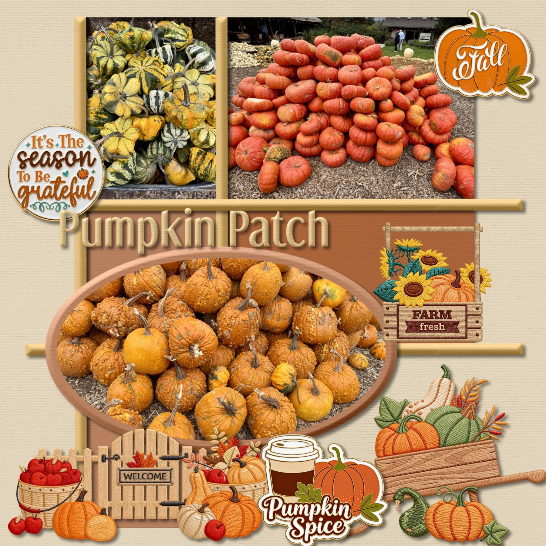 Celebrate the cozy charm of autumn with playful embroidered patch embellishments by Crafty Clover digital art! Featuring finely stitched patch designs, these fun, fall digital embellishments are perfect for adding a touch of fall magic to your creative projects. Whether you're capturing pumpkin patch adventures, apple-picking outings, hayrides, Halloween fun, or those beautiful crisp autumn days, these delightful embellishments bring seasonal personality and playful charm to every page.