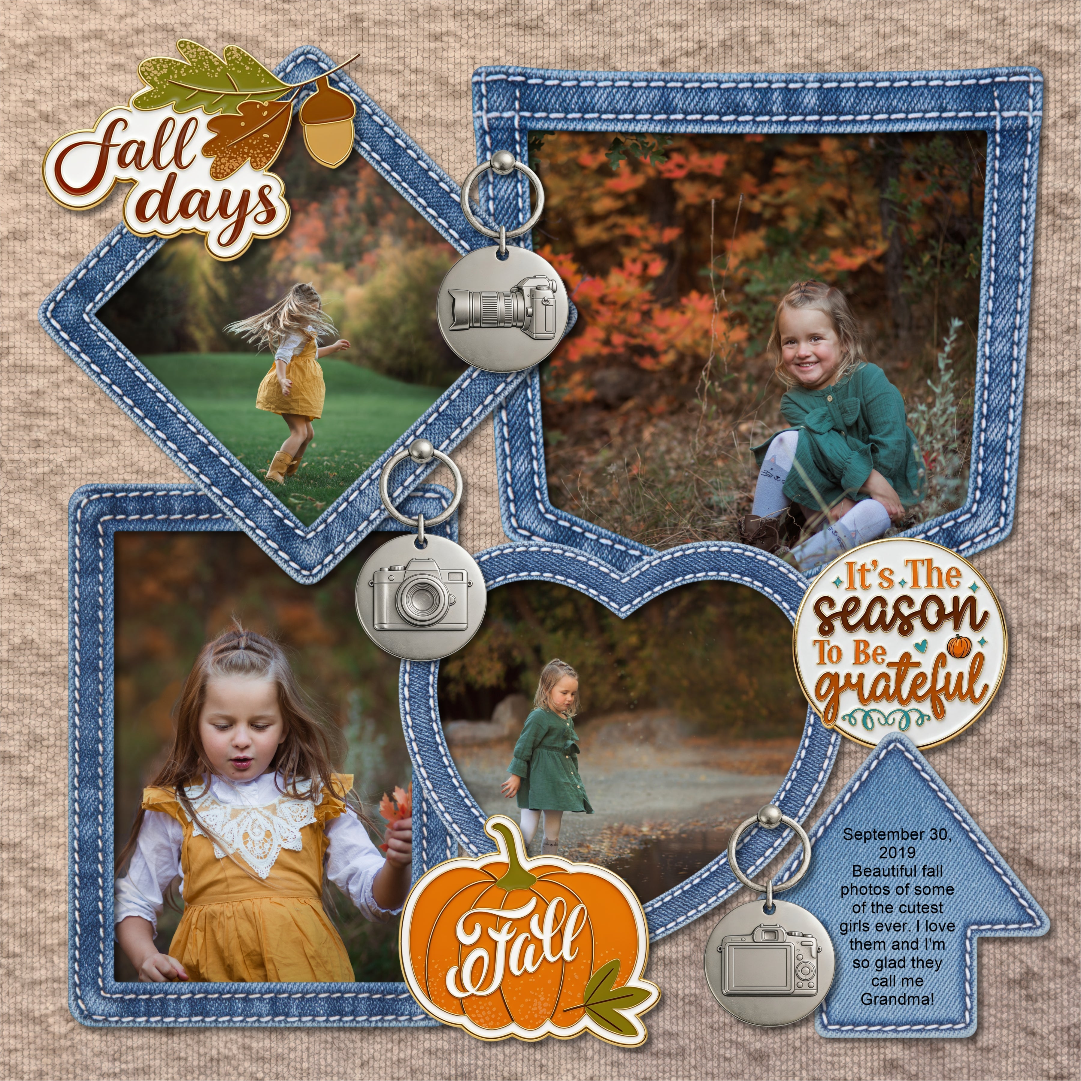 Fall Days Enamel Pins Digital Scrapbook Kit