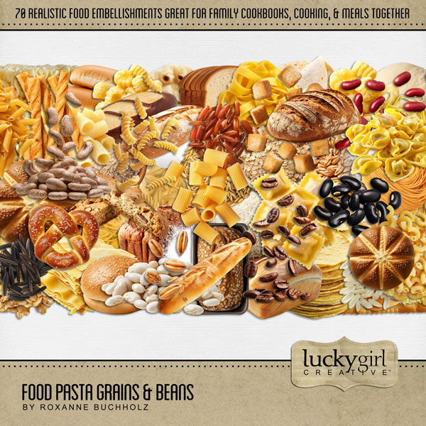 Food Pasta Grains & Beans Digital Scrapbook Kit