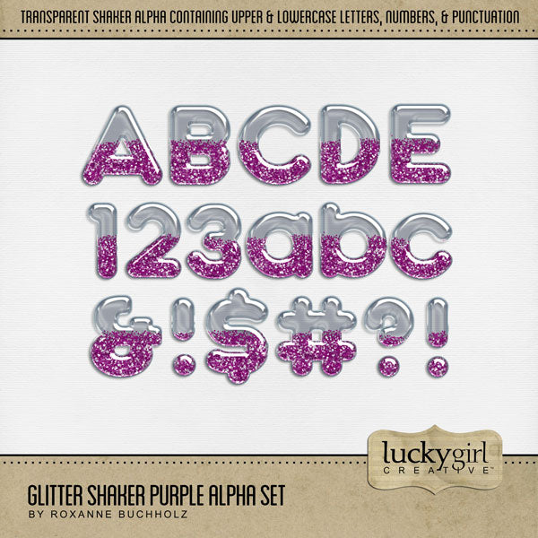 Glitter Shaker Purple Alpha Digital Scrapbook Kit