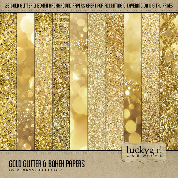 Add sparkle and shine to all your digital scrapbooking pages with these glitter and bokeh background papers by Lucky Girl Creative digital art. Perfect for Hanukkah, Chanukah, birthday parties, celebrations, New Year, and fun holiday pages! This kit is included in the Jewish Holiday Watercolor Bundle.