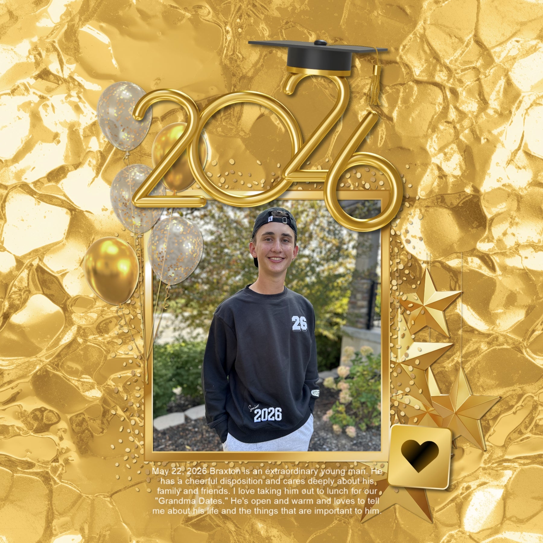 Celebrate your grad with this golden graduation collection featuring embellishments, papers, confetti overlays, and glitter frames by Lucky Girl Creative digital art for digital scrapbooking. Perfect for graduation announcements, graduation party invitations, and pages that honor their graduate's achievement. Can we used for high school, university, college, or grad school graduation ceremonies plus New Year's, wedding, birthday, anniversary, and other celebrations. Embellishments include arrow, medal