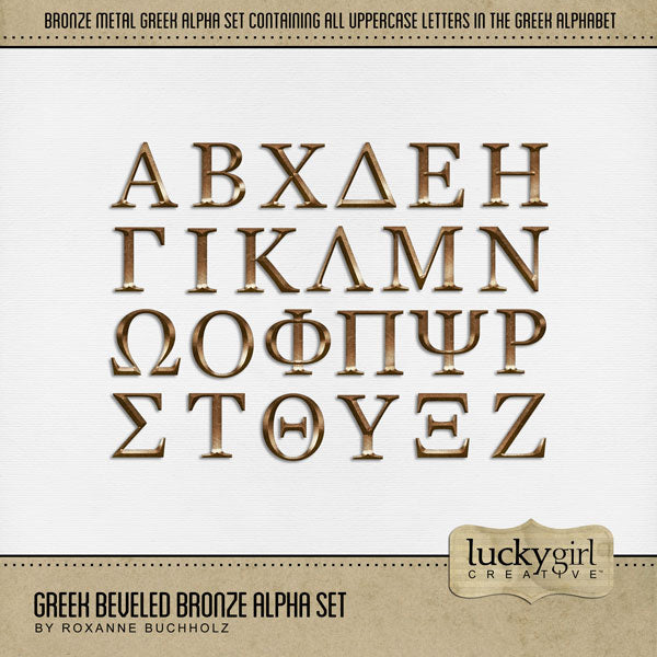 Represent your favorite sorority or fraternity with these timeless Greek letters by Lucky Girl Creative digital art for digital scrapbooking. Document your Greek life college years of parties, theme nights, and special occasions in addition to rush and big sister / little sister events. This alpha set consists of a full set of 24 Greek digital art uppercase letters including Alpha, Beta, Chi, Delta, Epsilon, Eta, Gamma, Iota, Kappa, Lambda, Mu, Nu, Omega, Omicron, Phi, Pi, Psi, Rho, Sigma, Tau, and more.